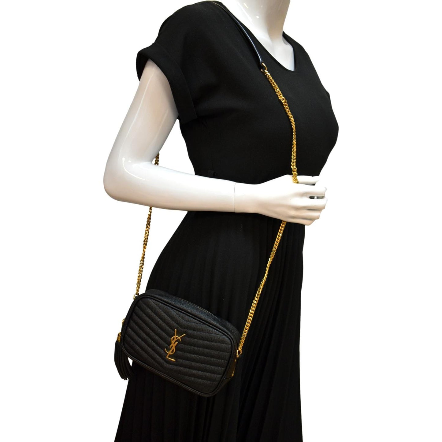YSL Saint Laurent Saint Lou Camera Crossbody Bag Leather Black Lou Mini