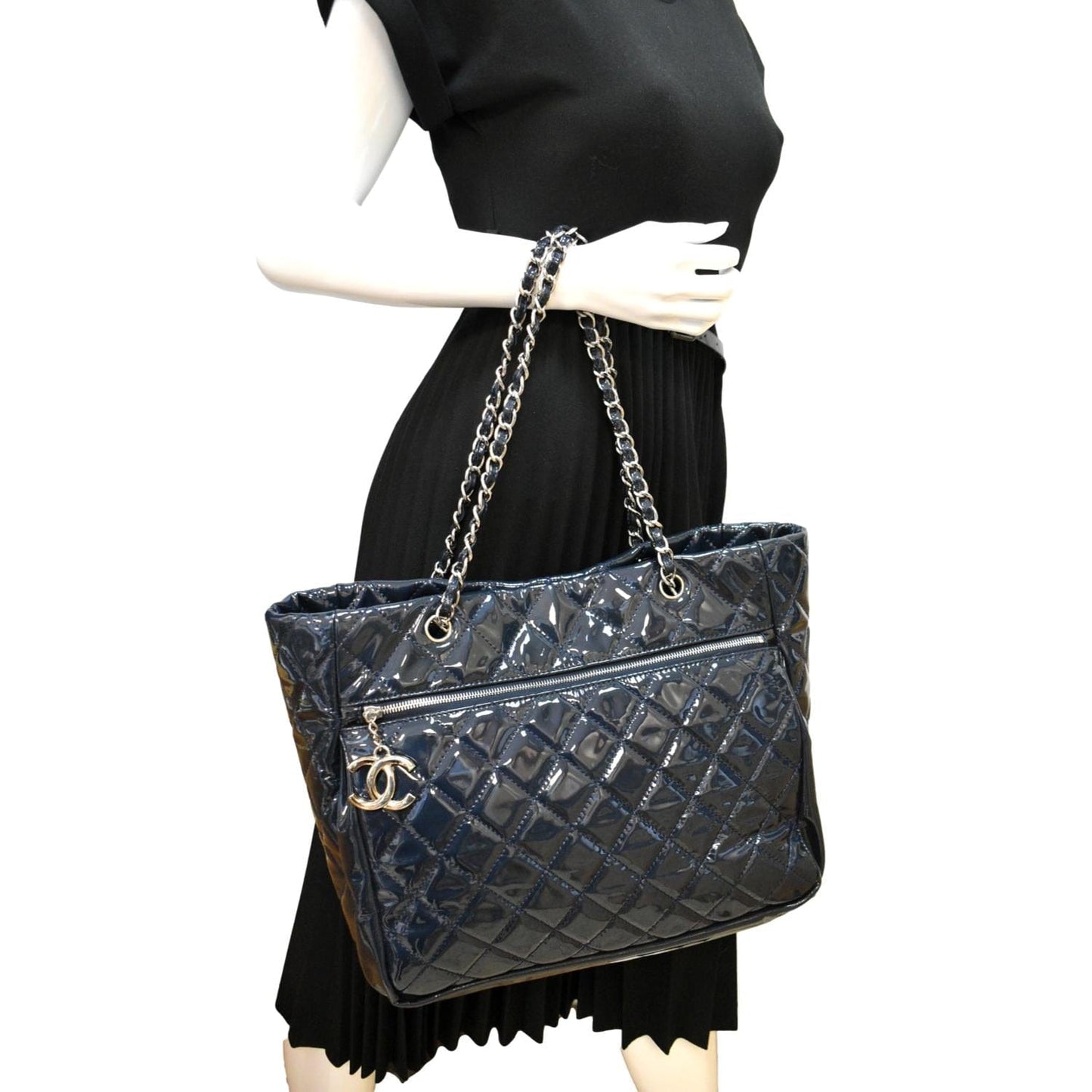 Chanel Chic Glitter Patent Leather Blue Travel Bag