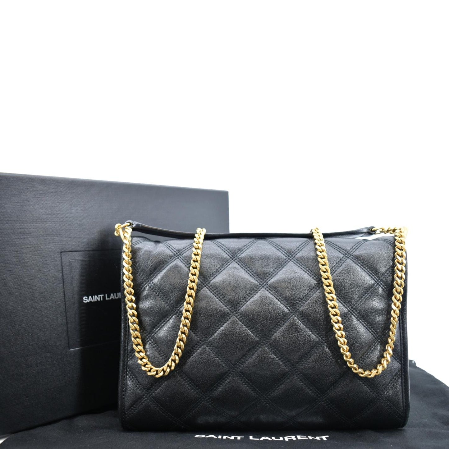 YSL Saint Laurent Yves Becky Shoulder Bag Leather Quilted Black