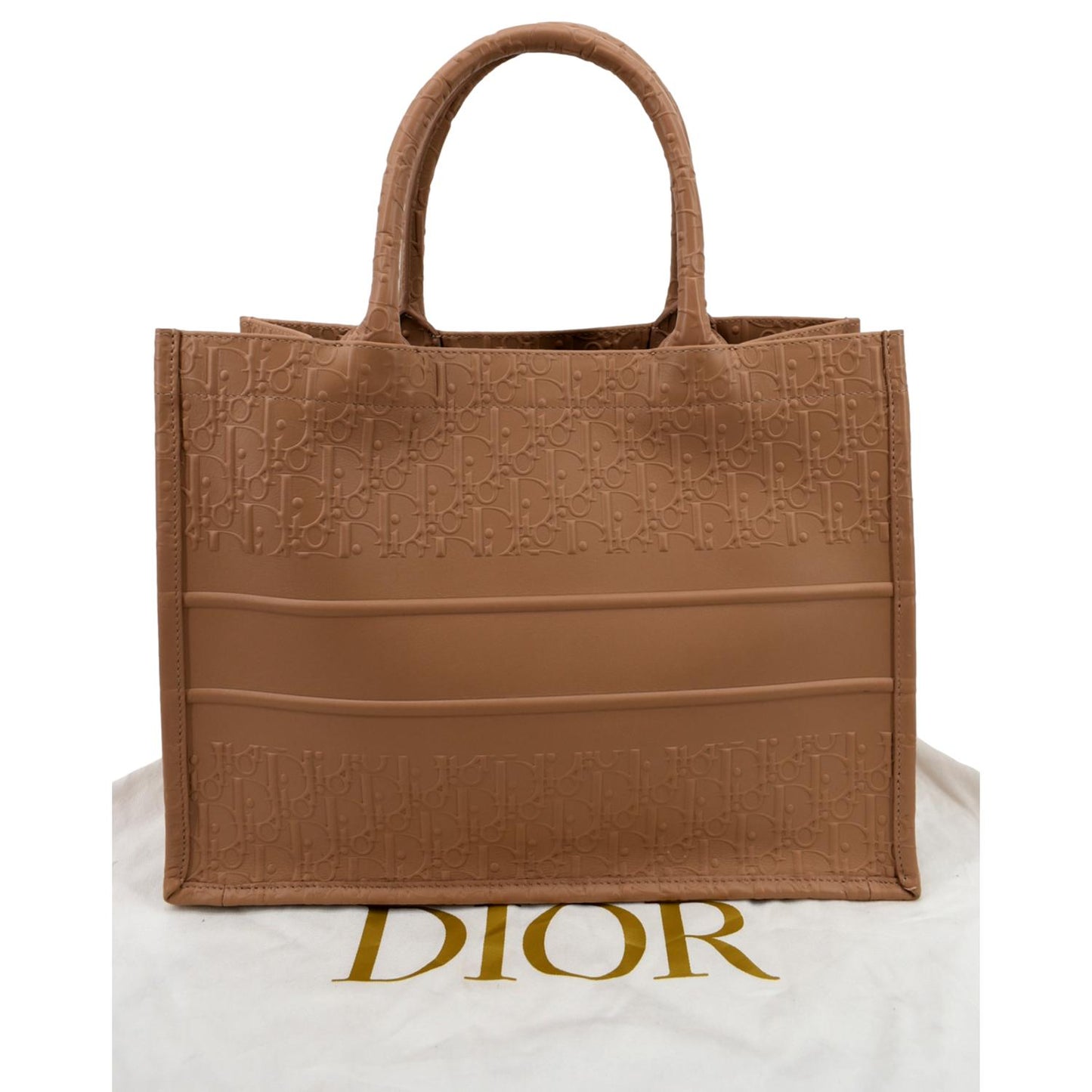 Dior Book Oblique Embossed Calfskin Tote Bag Tan