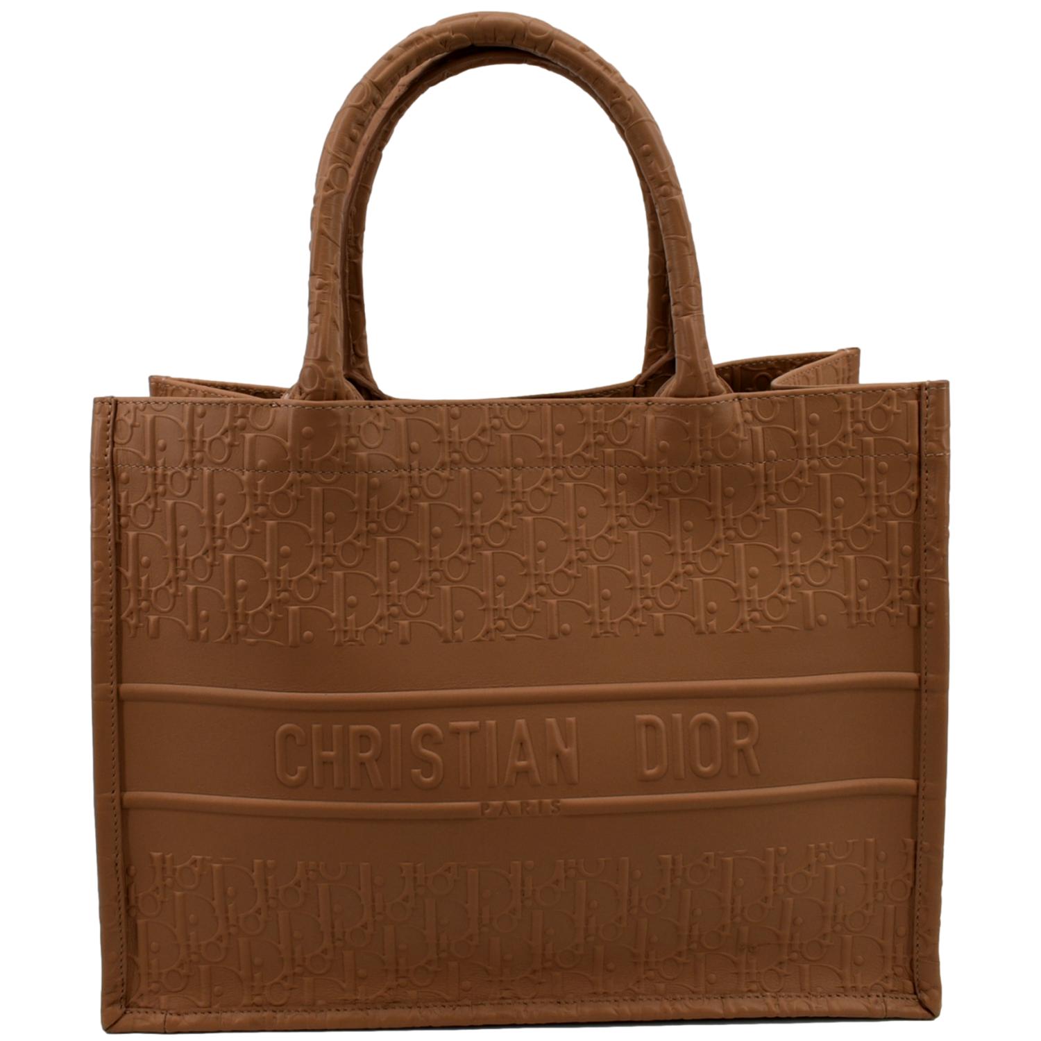 Dior Book Oblique Calfskin Tote Bag Tan Embossed