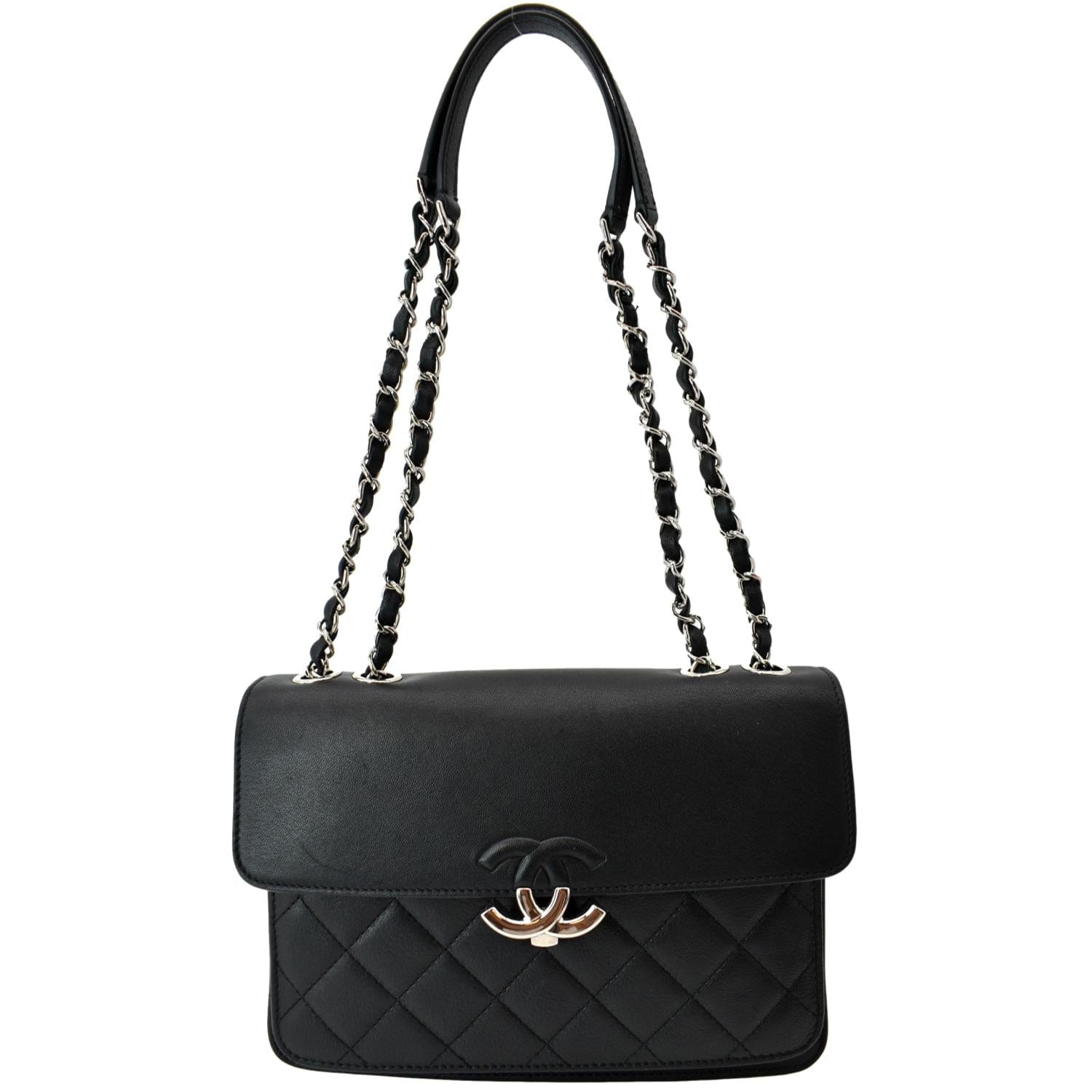 Chanel Box CC Flap Quilted Leather Black Travel Bag