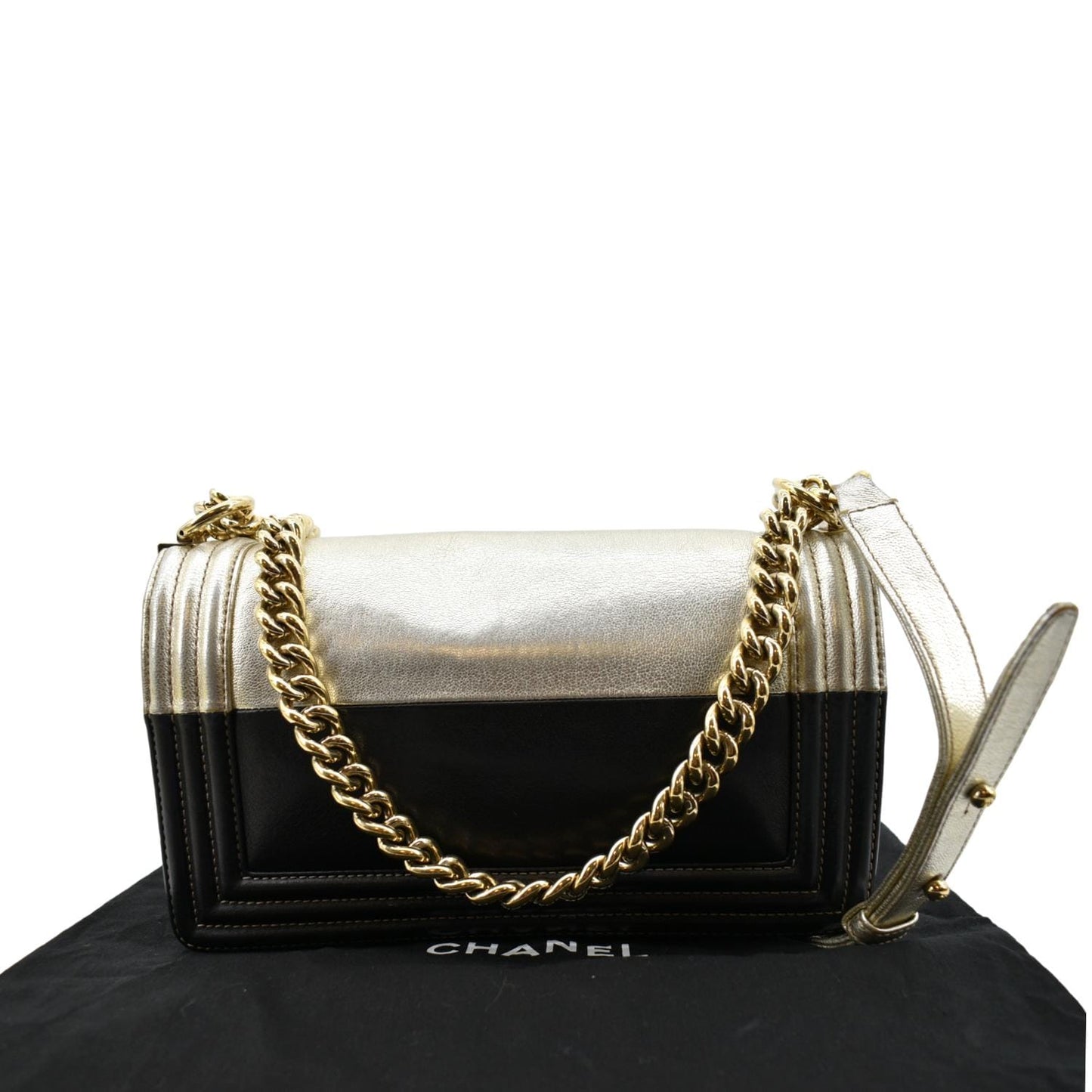 Chanel Boy Bicolor Leather Black Gold Travel Bag