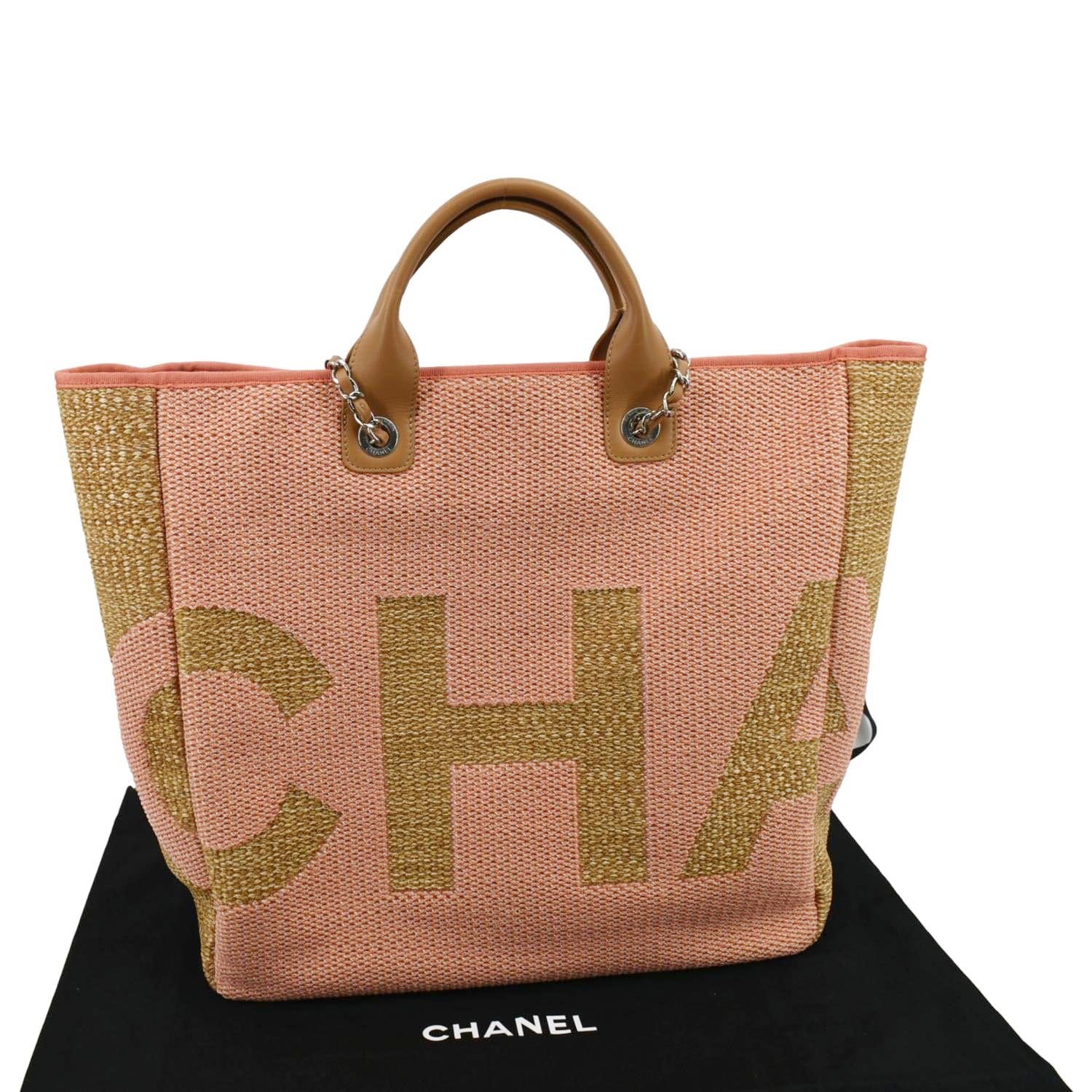 Chanel Deauville Raffia Shopping Pink Travel Bag