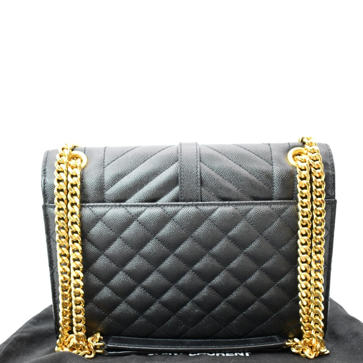 YSL Saint Laurent Yves Envelope Shoulder Bag Leather Black Medium Medium Envelope Bag