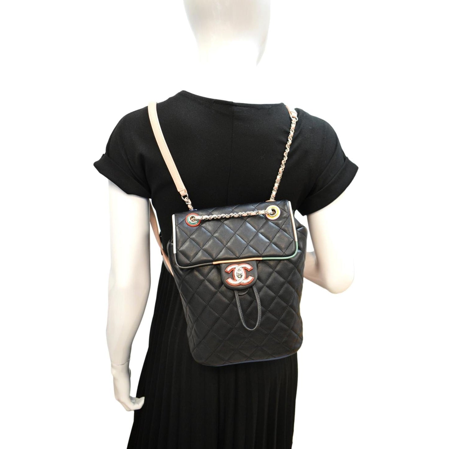 Chanel Urban Spirit Quilted Backpack Lambskin Black Travel Bag