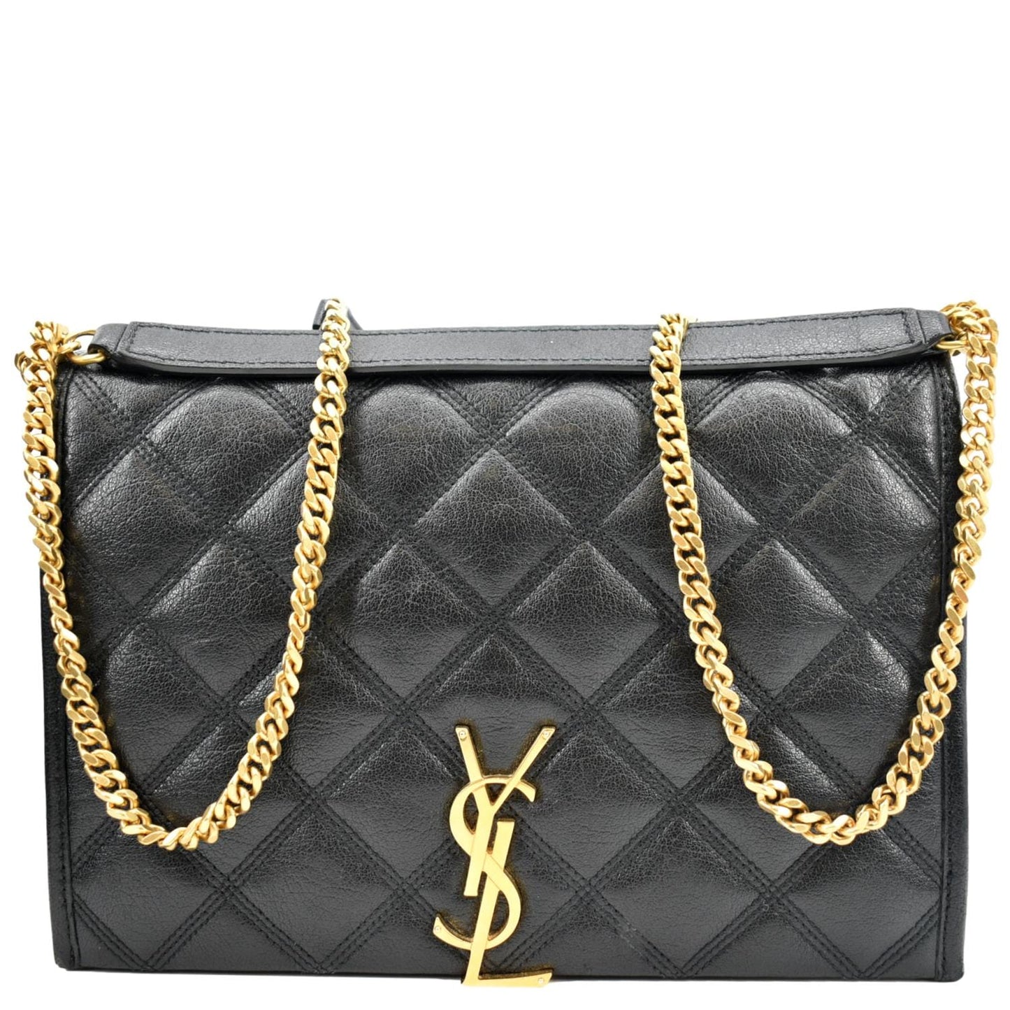 YSL Saint Laurent Yves Becky Shoulder Bag Leather Quilted Black