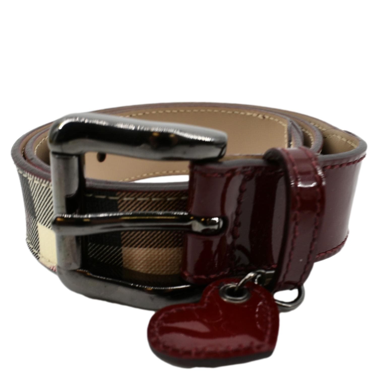 Burberry Luxury Nova Check Heart Belt Red Multicolor