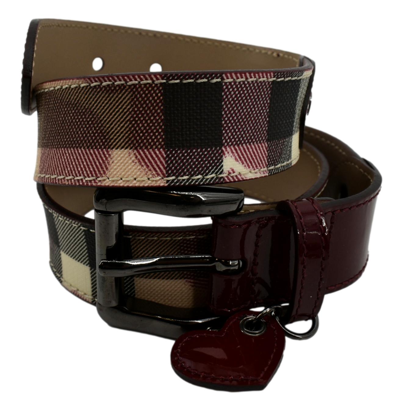 Burberry Luxury Nova Check Heart Belt Red Multicolor