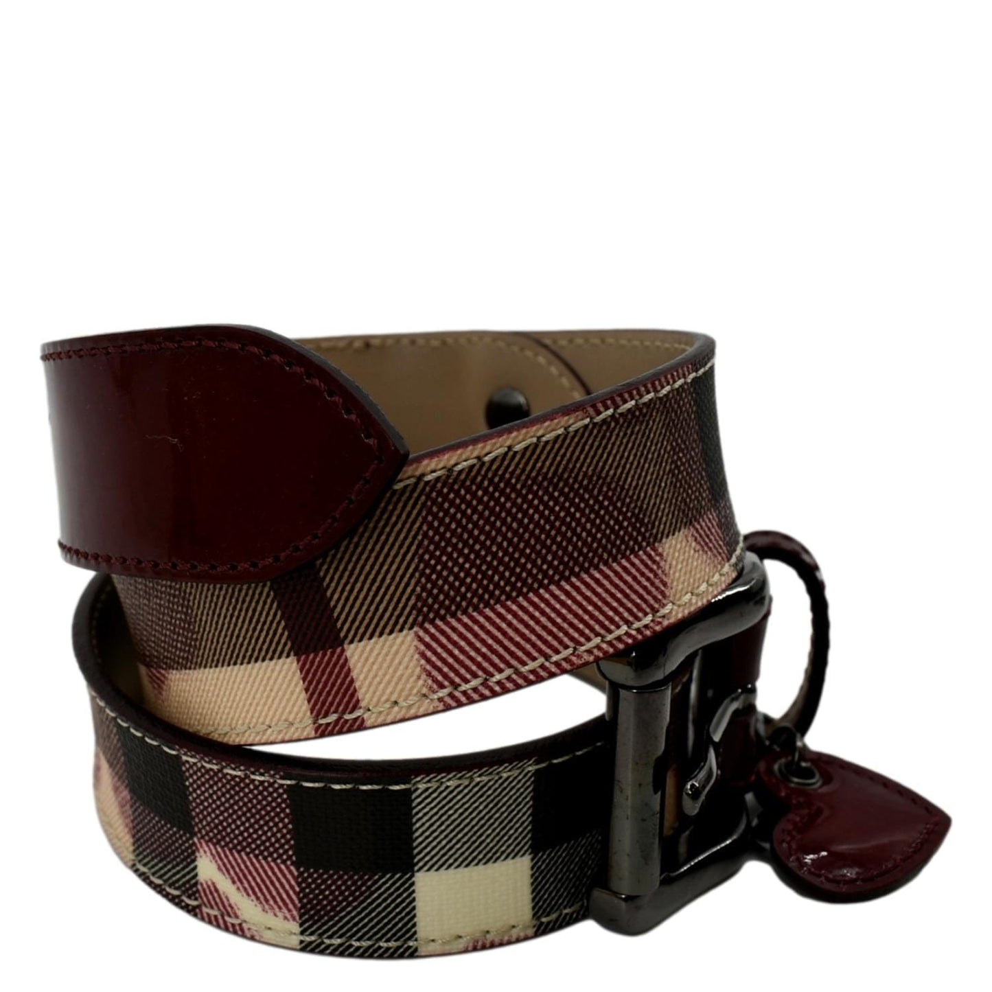 Burberry Luxury Nova Check Heart Belt Red Multicolor
