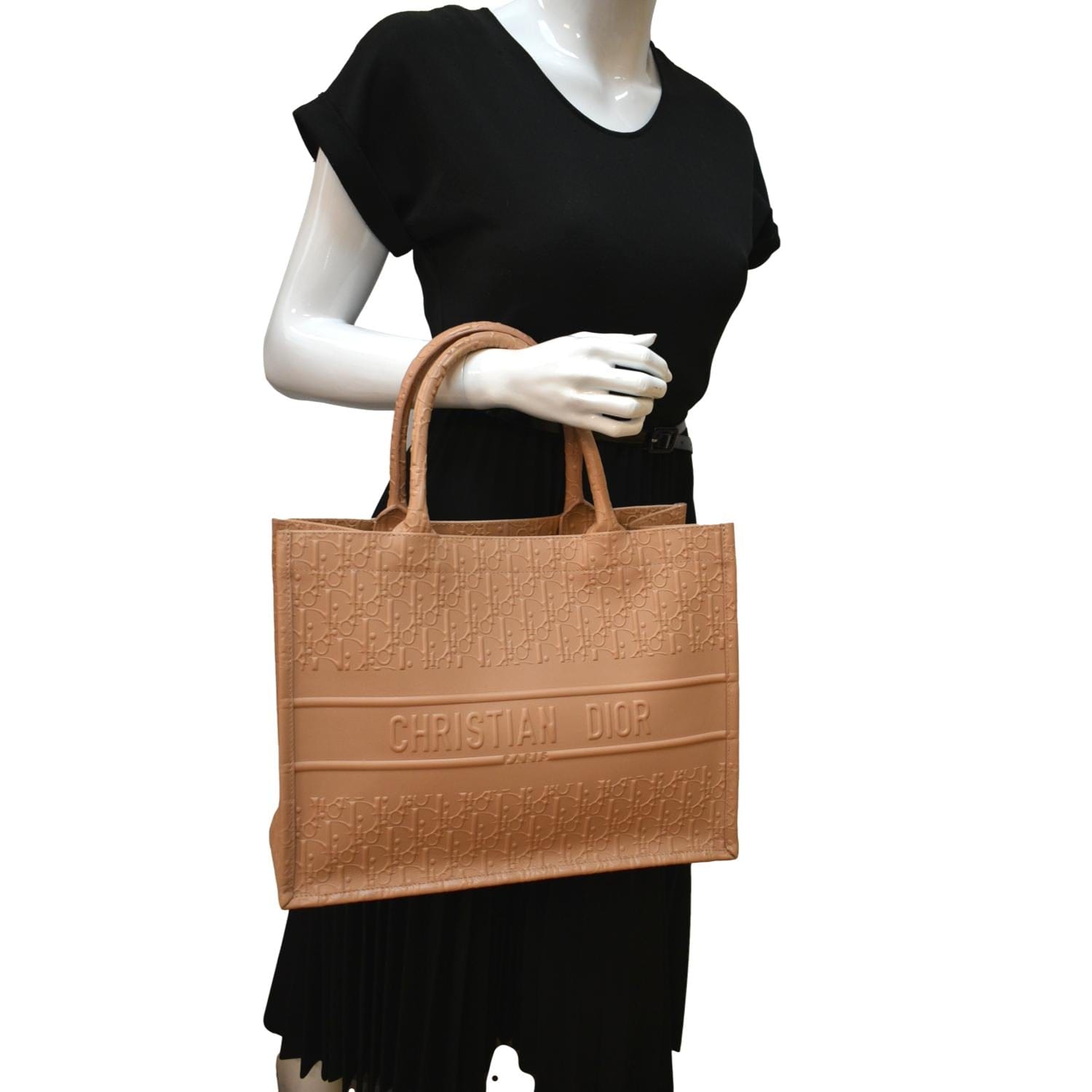 Dior Book Oblique Embossed Calfskin Tote Bag Tan