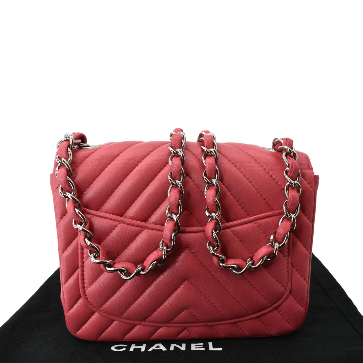 Chanel Classic Square Chevron Leather Pink Travel Bag