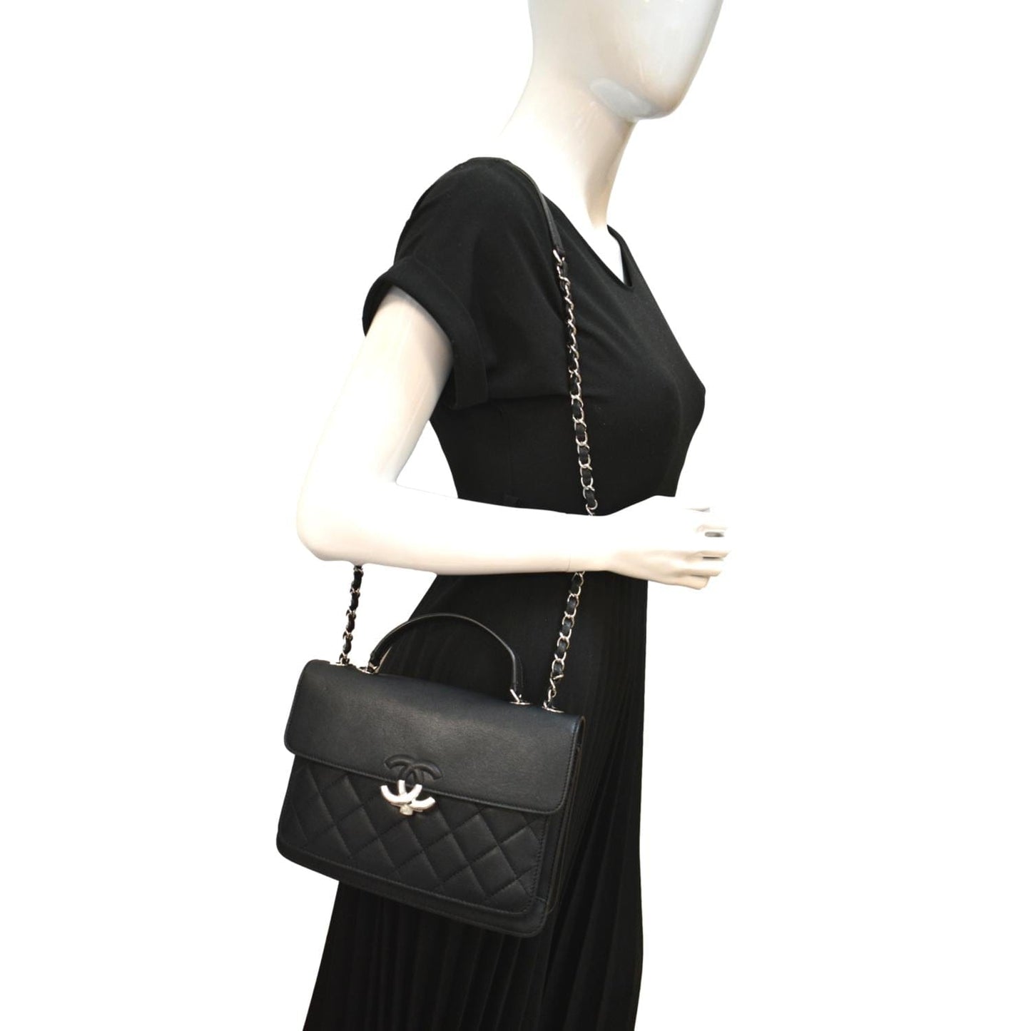 Chanel Box CC Flap Quilted Leather Black Travel Bag