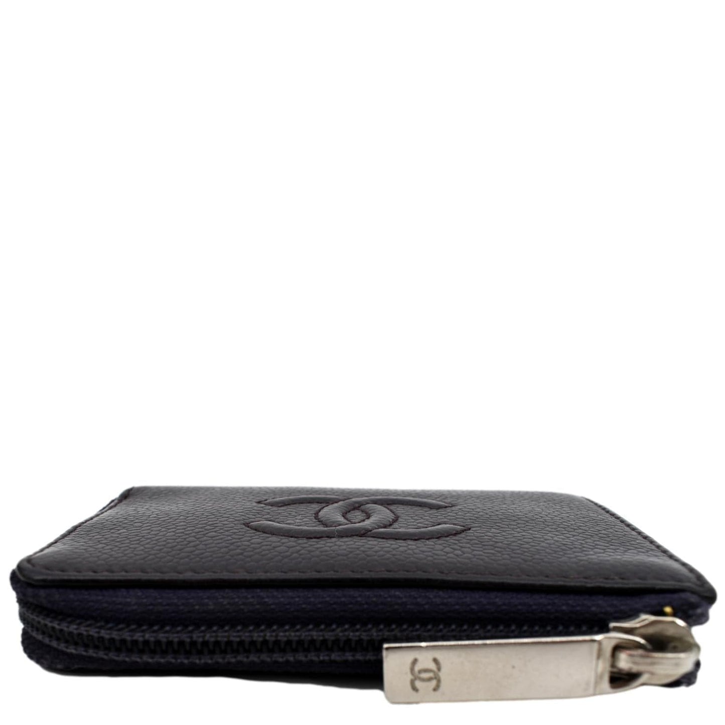 Chanel O Timeless Caviar Purse Purple Leather Key Pouch Wallet Case