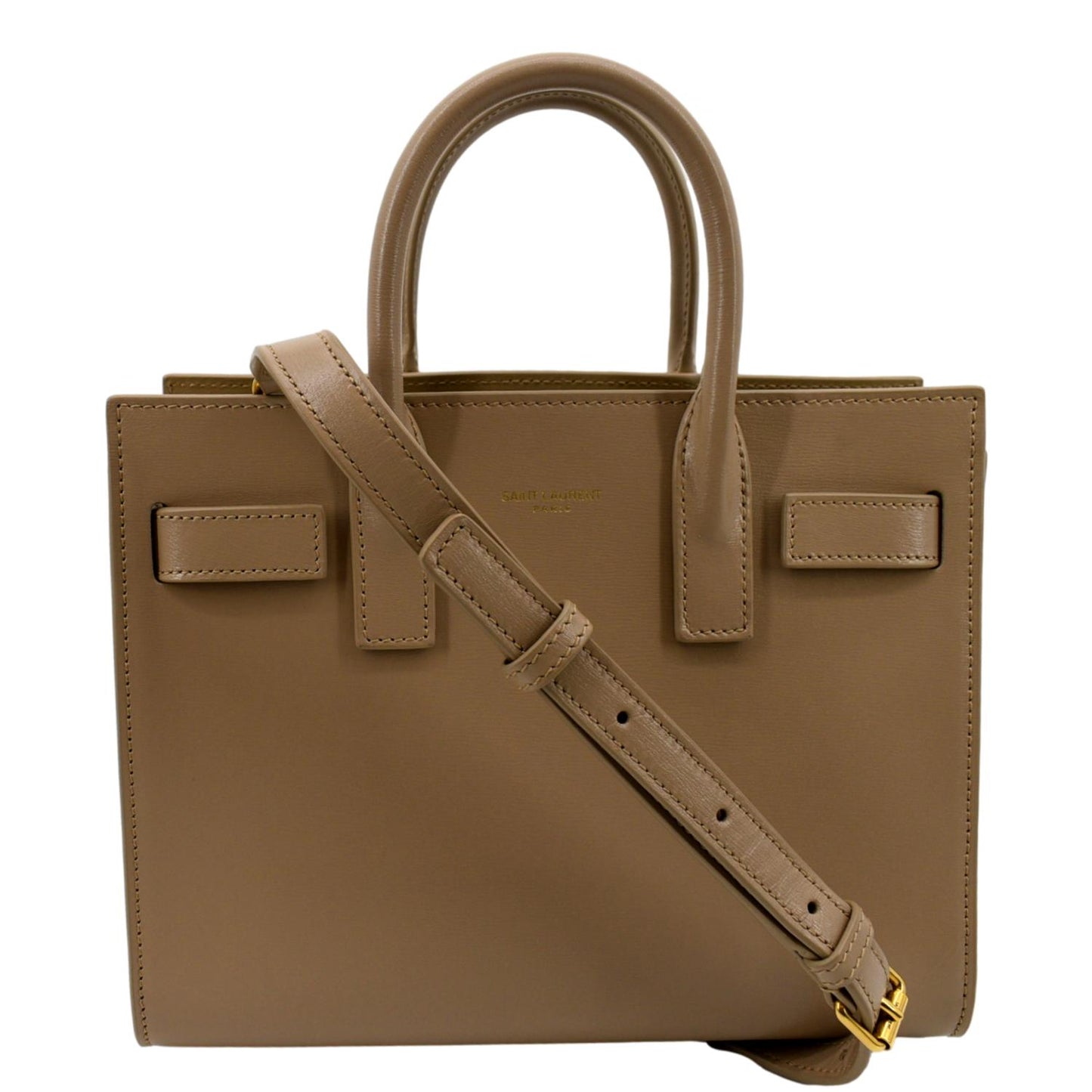 YSL Saint Laurent Yves Sac De Jour Nano Smooth Satchel Shoulder Leather Beige Satchel Bag