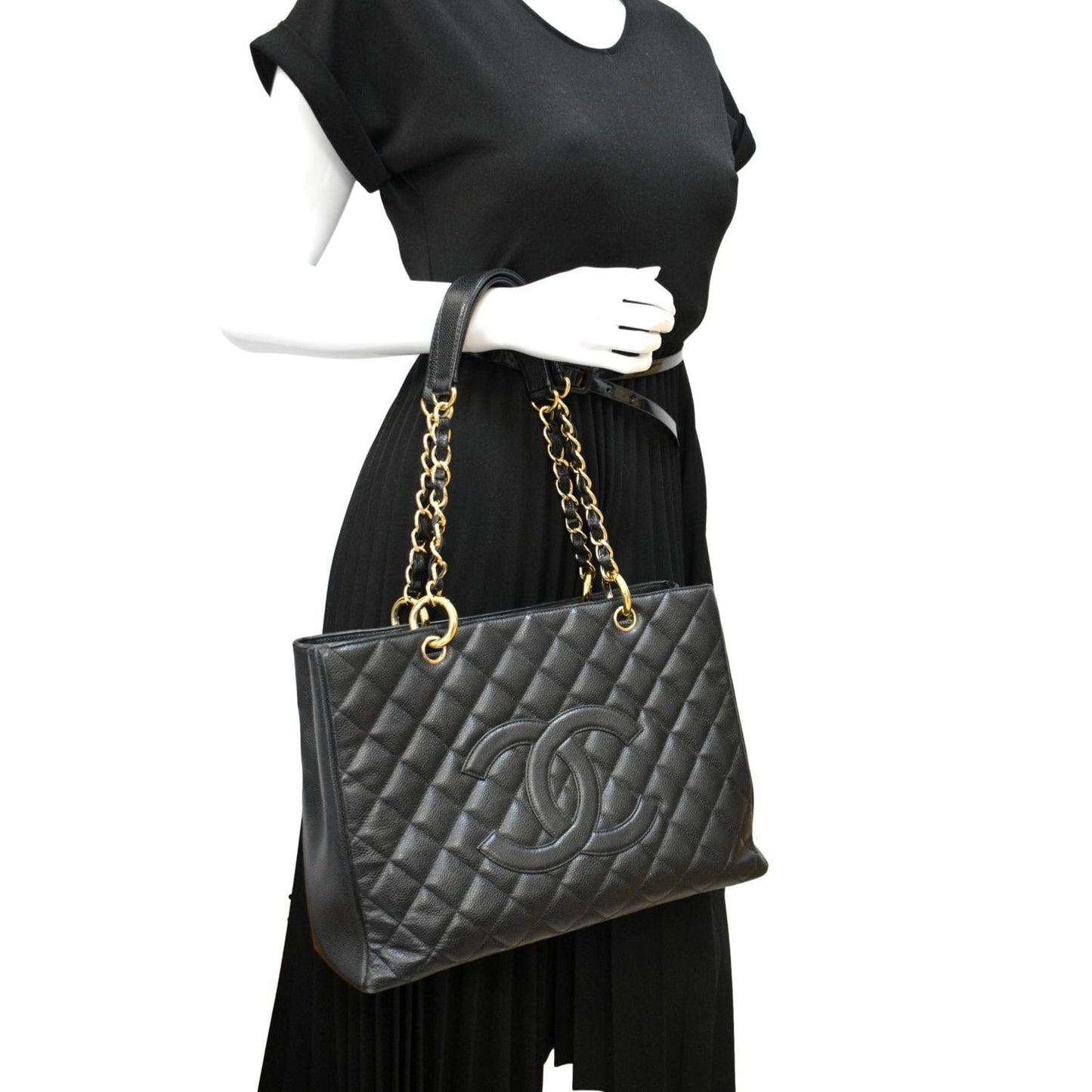 Chanel Grand Shopping GST Caviar Leather Black Travel Bag Gst 1