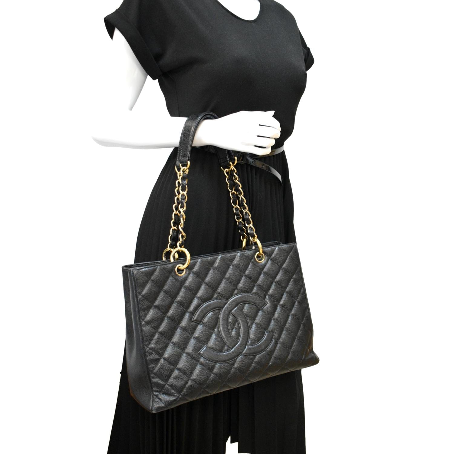 Chanel Grand Shopping GST Caviar Leather Black Travel Bag Gst 1