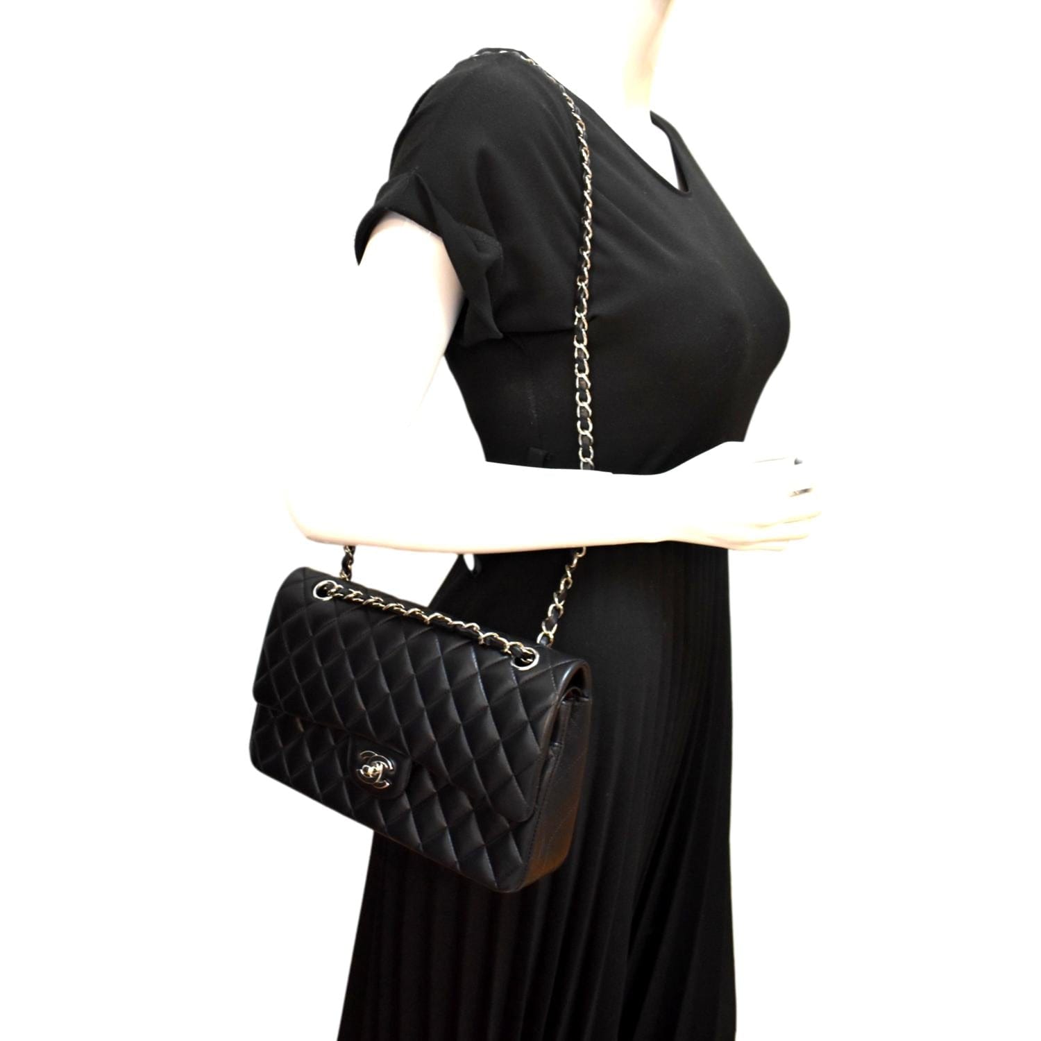 Chanel Classic Double Flap Quilted Leather Black Travel Bag