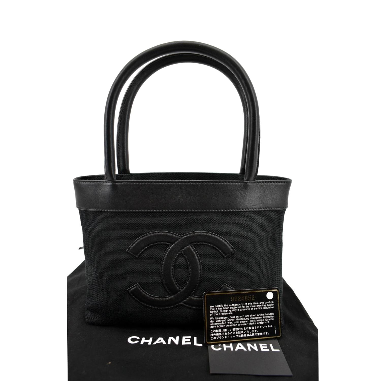 Chanel Black Canvas Leather Travel Bag