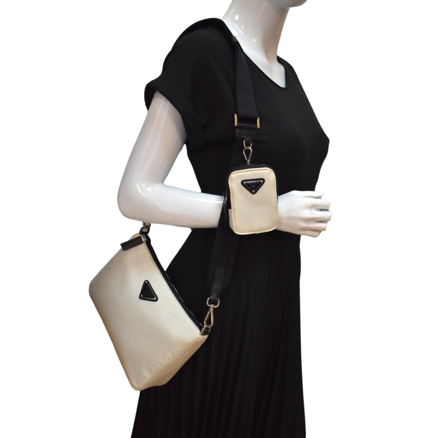 Prada Re Shoulder Bag Leather Nylon White