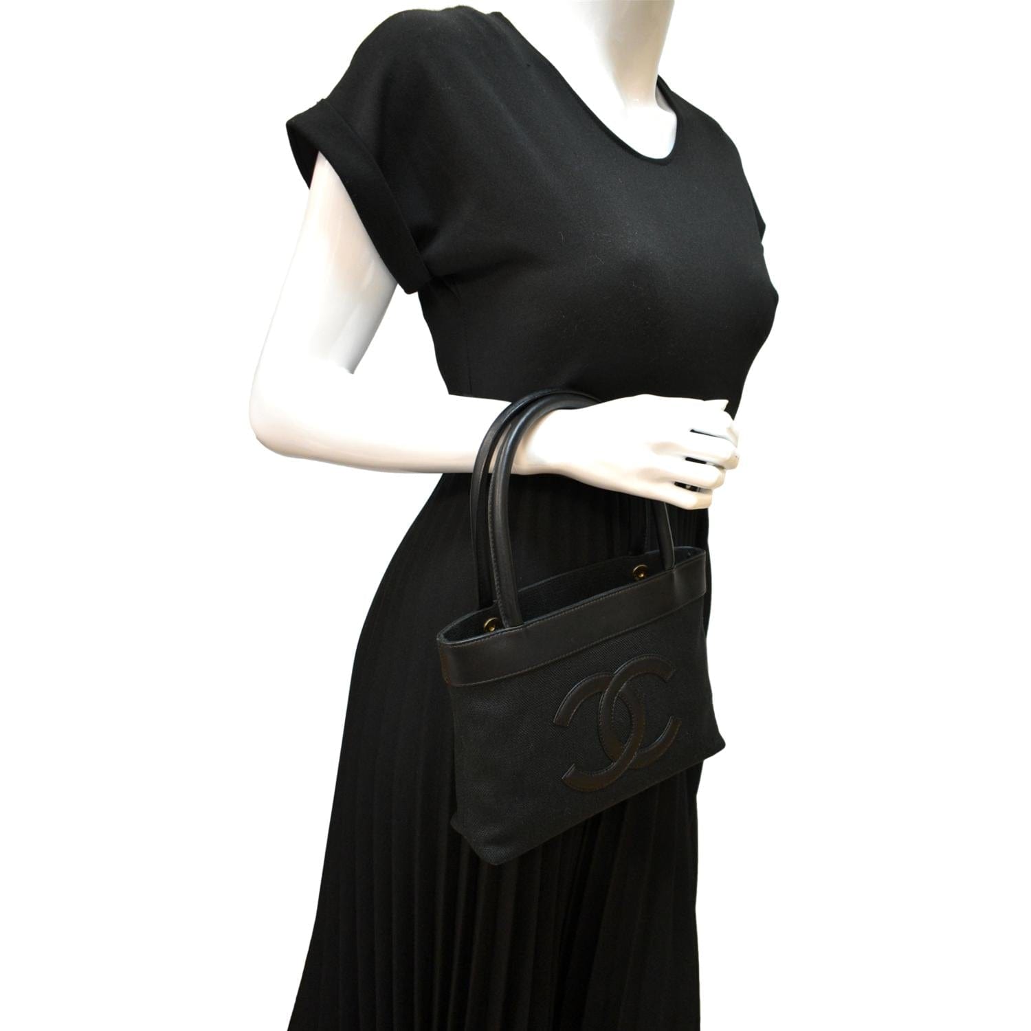 Chanel Black Canvas Leather Travel Bag