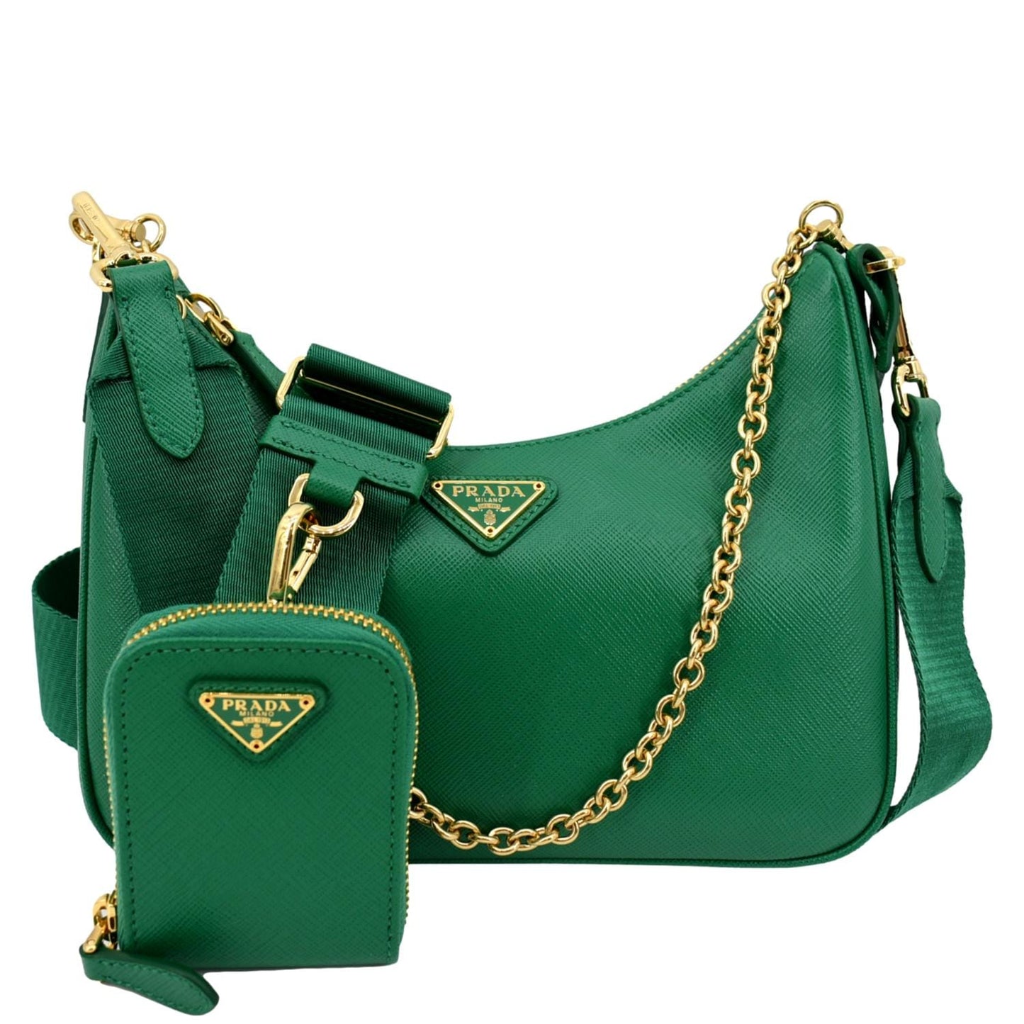 Prada Re Edition Shoulder Bag Leather Saffiano Green