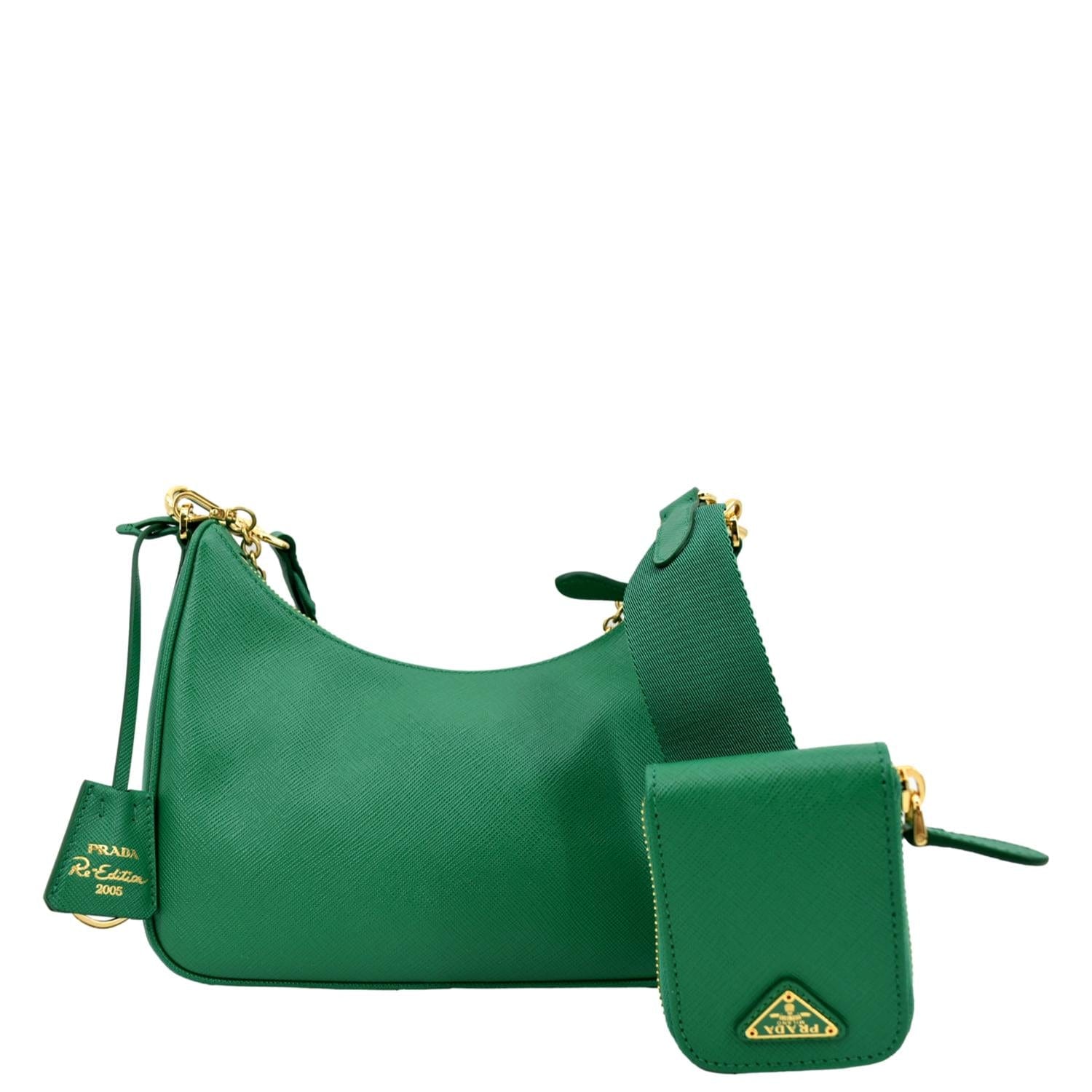 Prada Re Edition Shoulder Bag Leather Saffiano Green