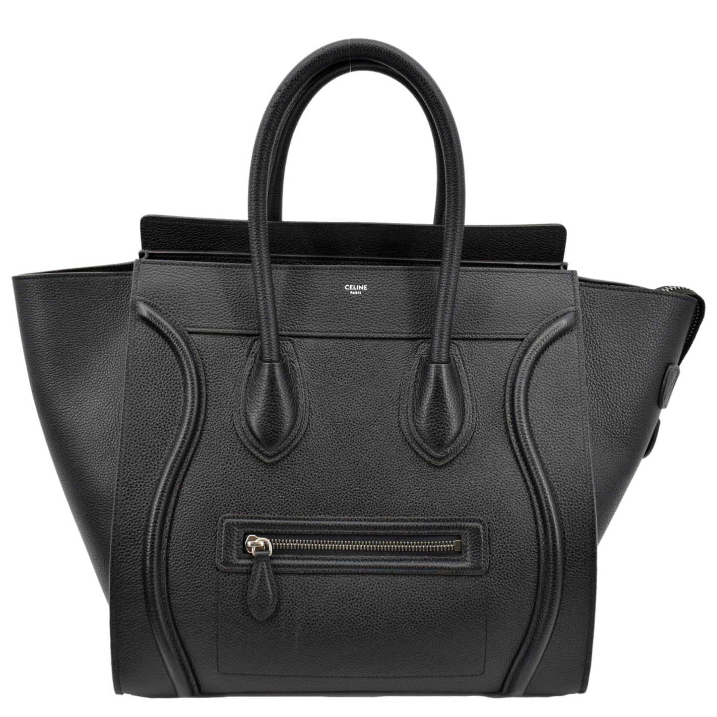 Drummed Luggage Calfskin Tote Bag Hot Deals Leather Black