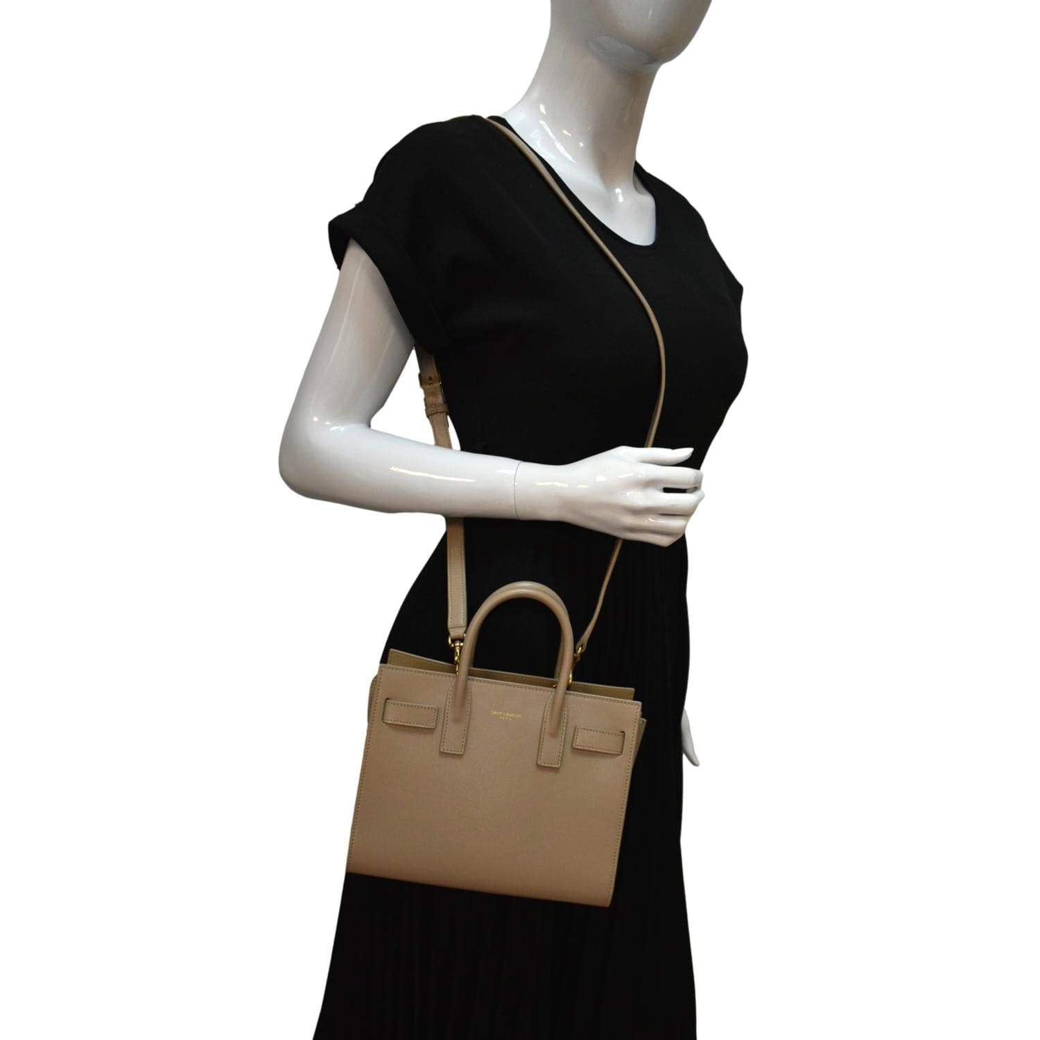 YSL Saint Laurent Saint Sac De Jour Nano Smooth Satchel Leather Beige Shoulder Bag