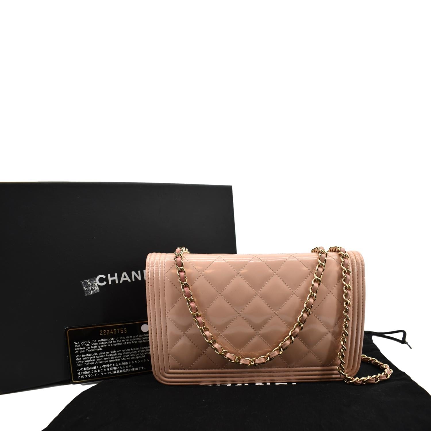 Chanel Boy Woc on Patent Leather Pink Wallet Case