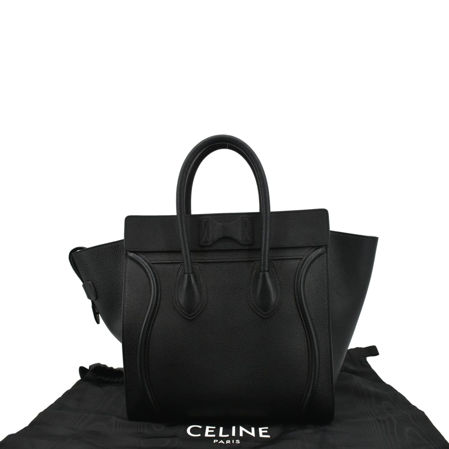 Drummed Luggage Calfskin Tote Bag Hot Deals Leather Black