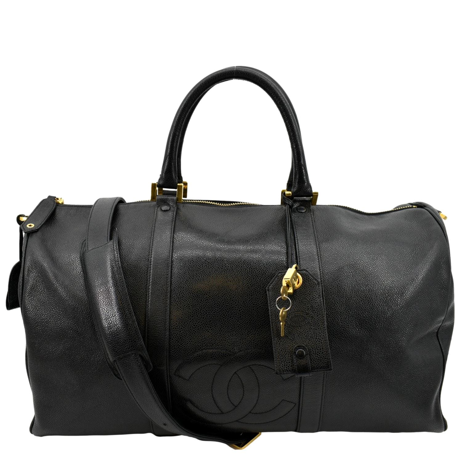 Chanel Boston Leather Black Travel Bag