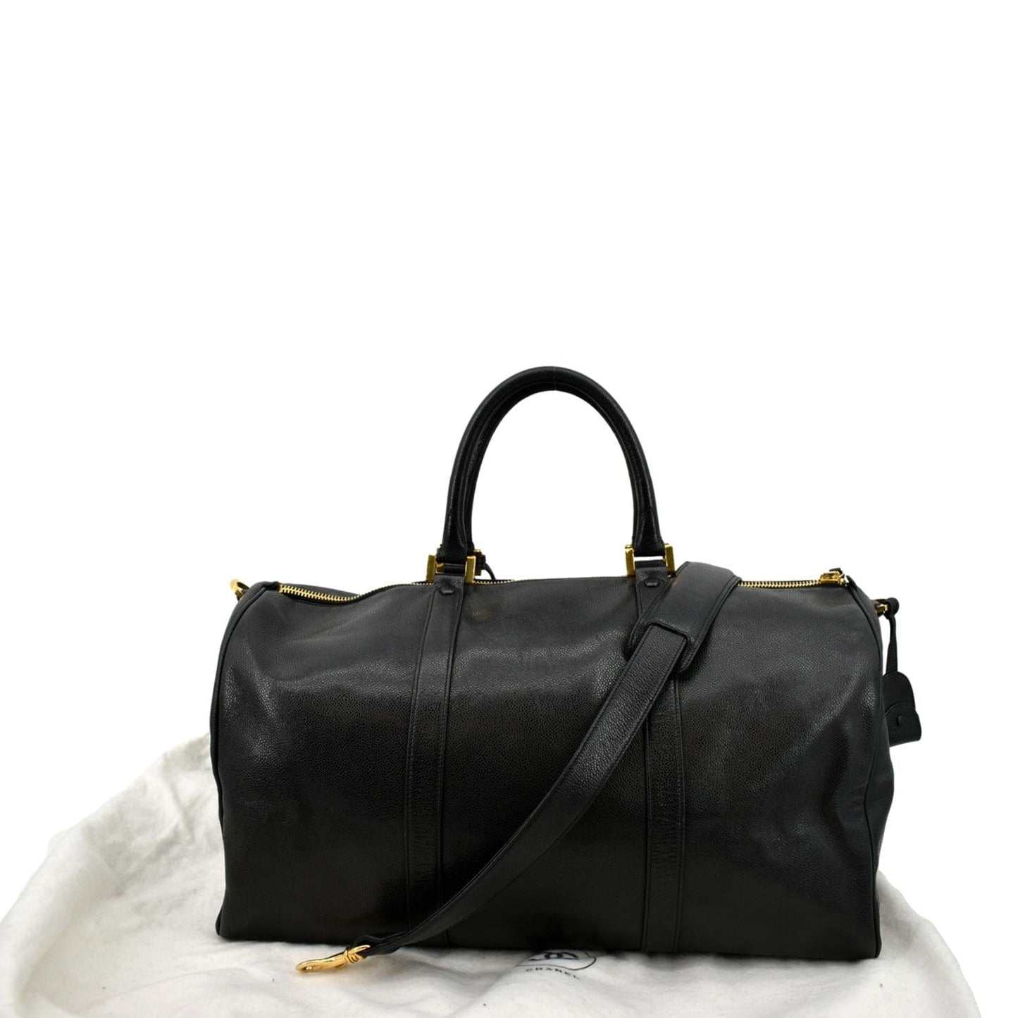 Chanel Boston Leather Black Travel Bag