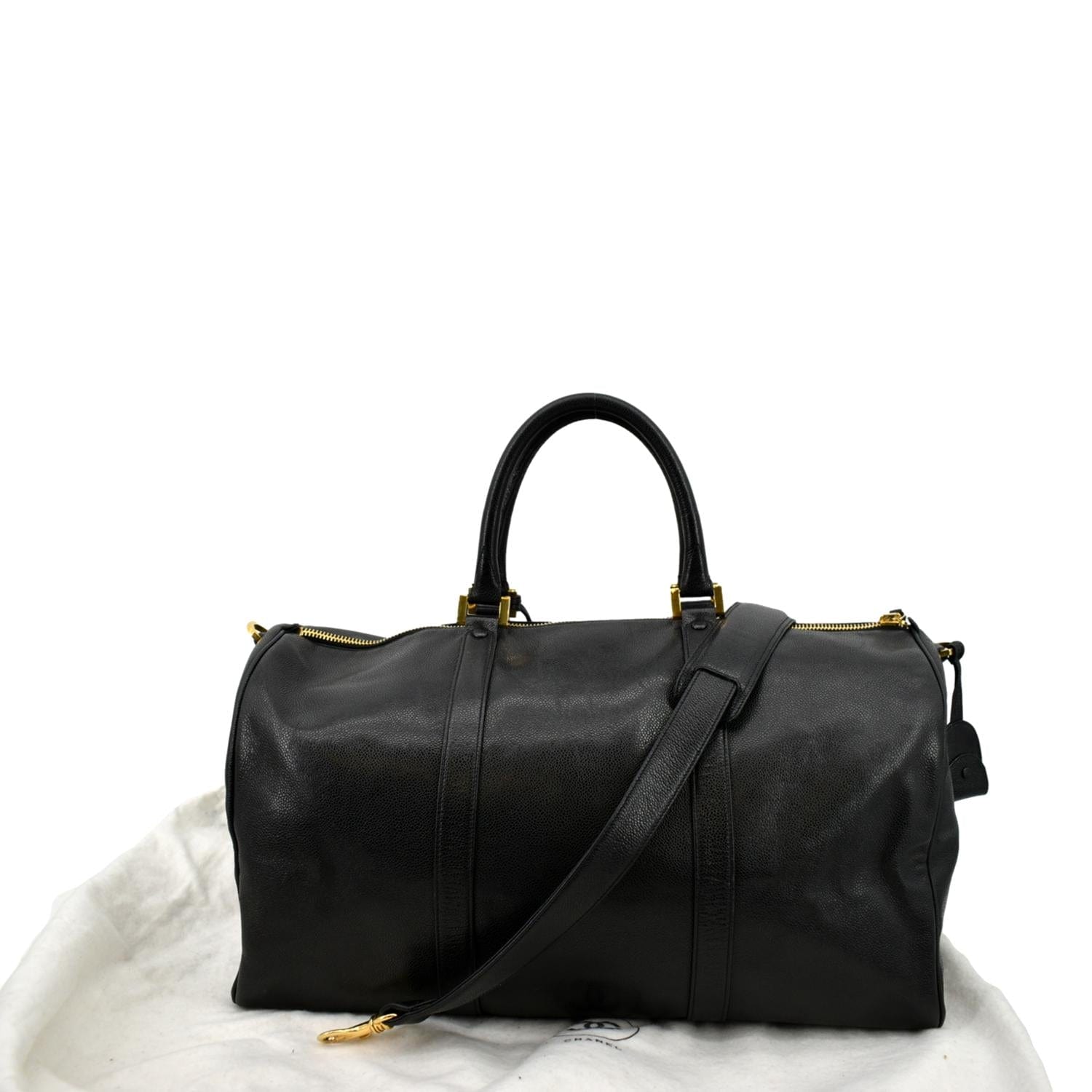 Chanel Boston Leather Black Travel Bag