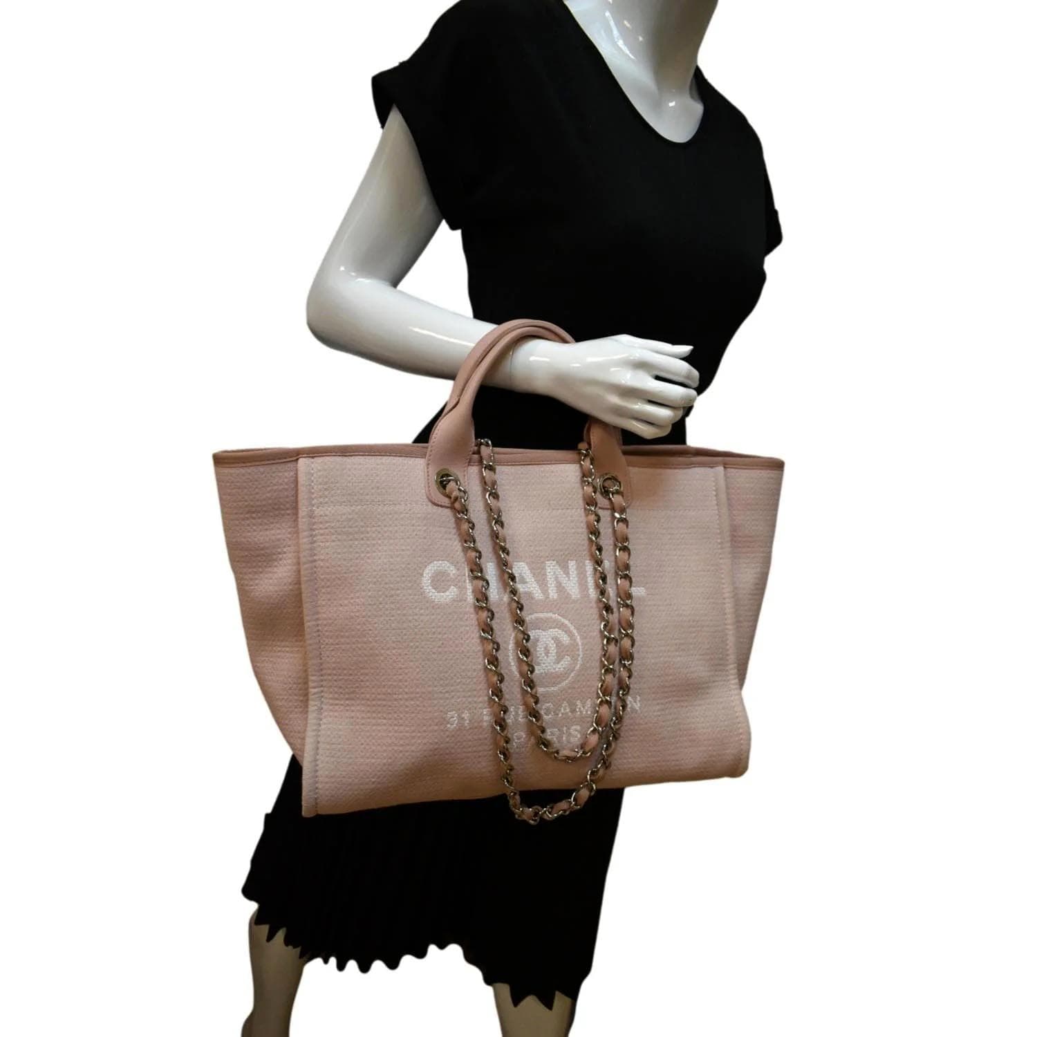 Chanel Deauville Light Canvas Pink Travel Bag