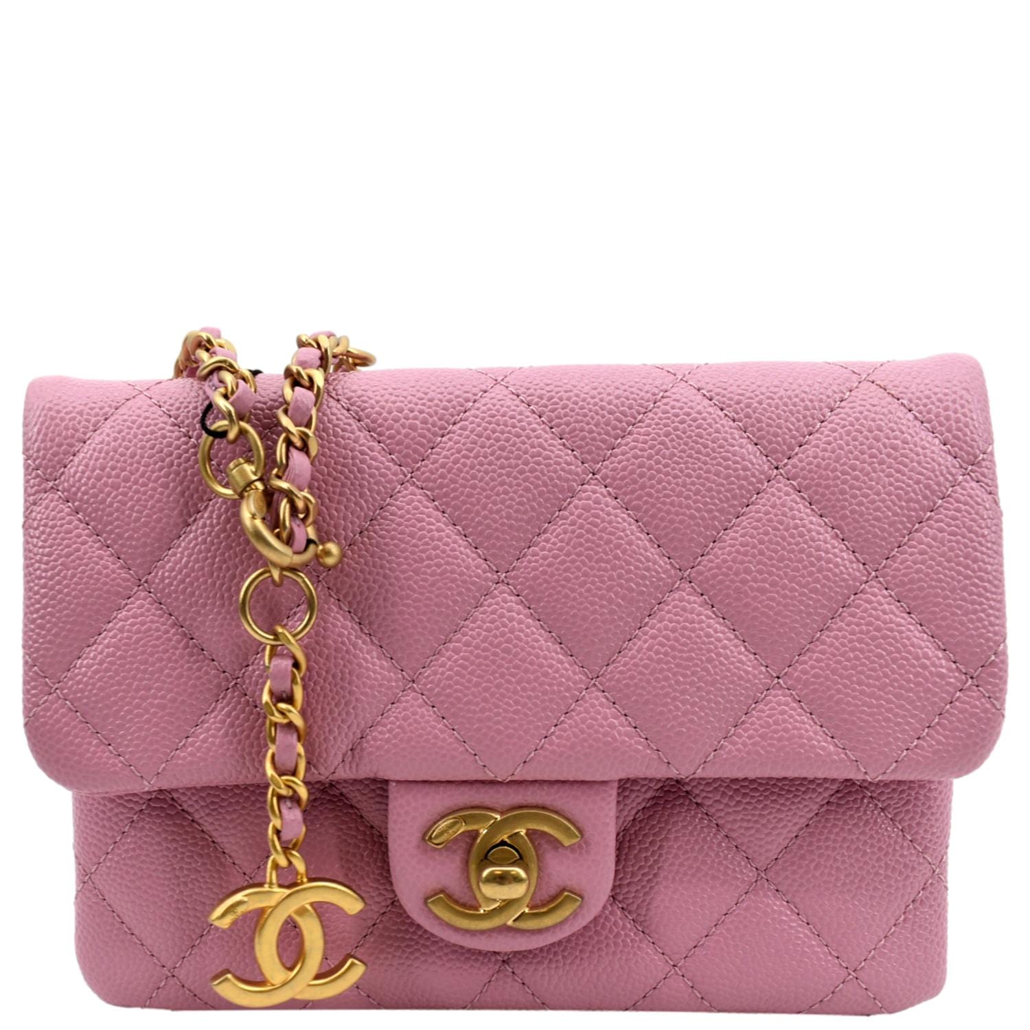 Chanel Shiny Pick Me Up Flap Leather Pink Belt