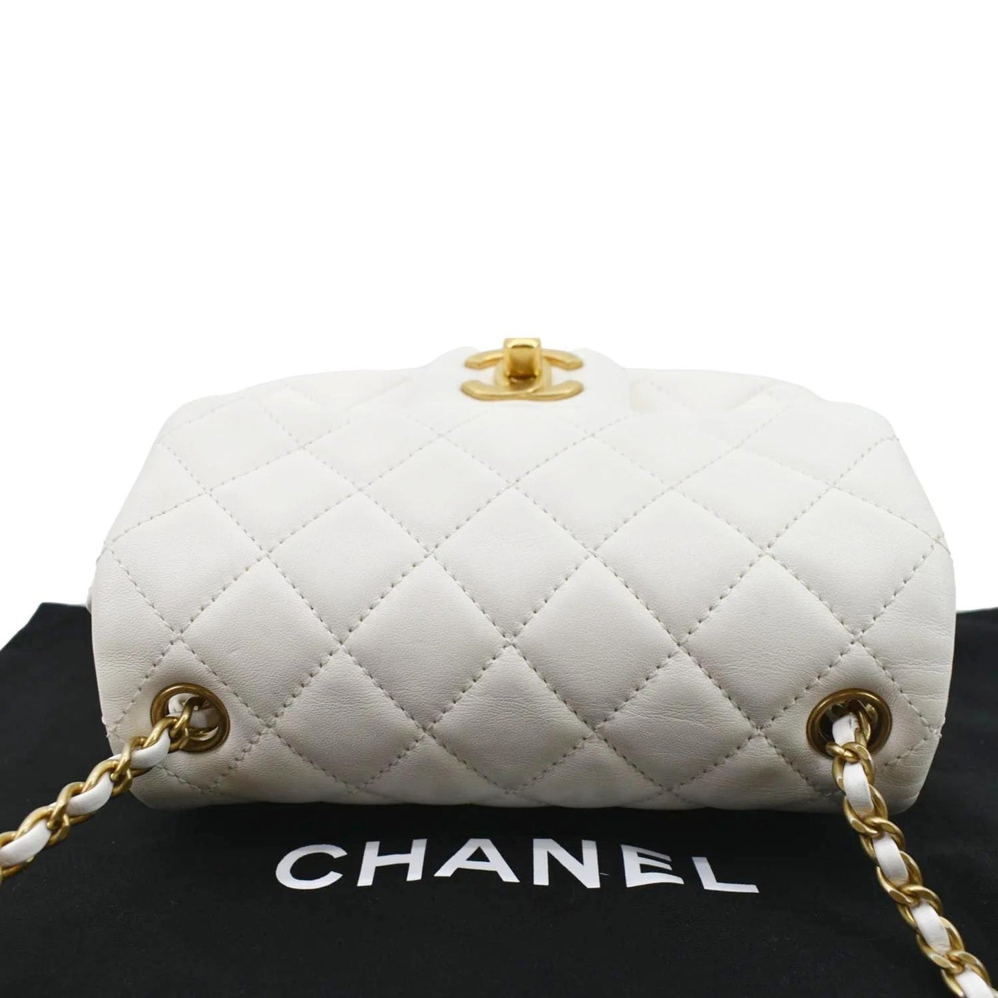 Chanel Pearl Crush Square Flap Leather White Travel Bag