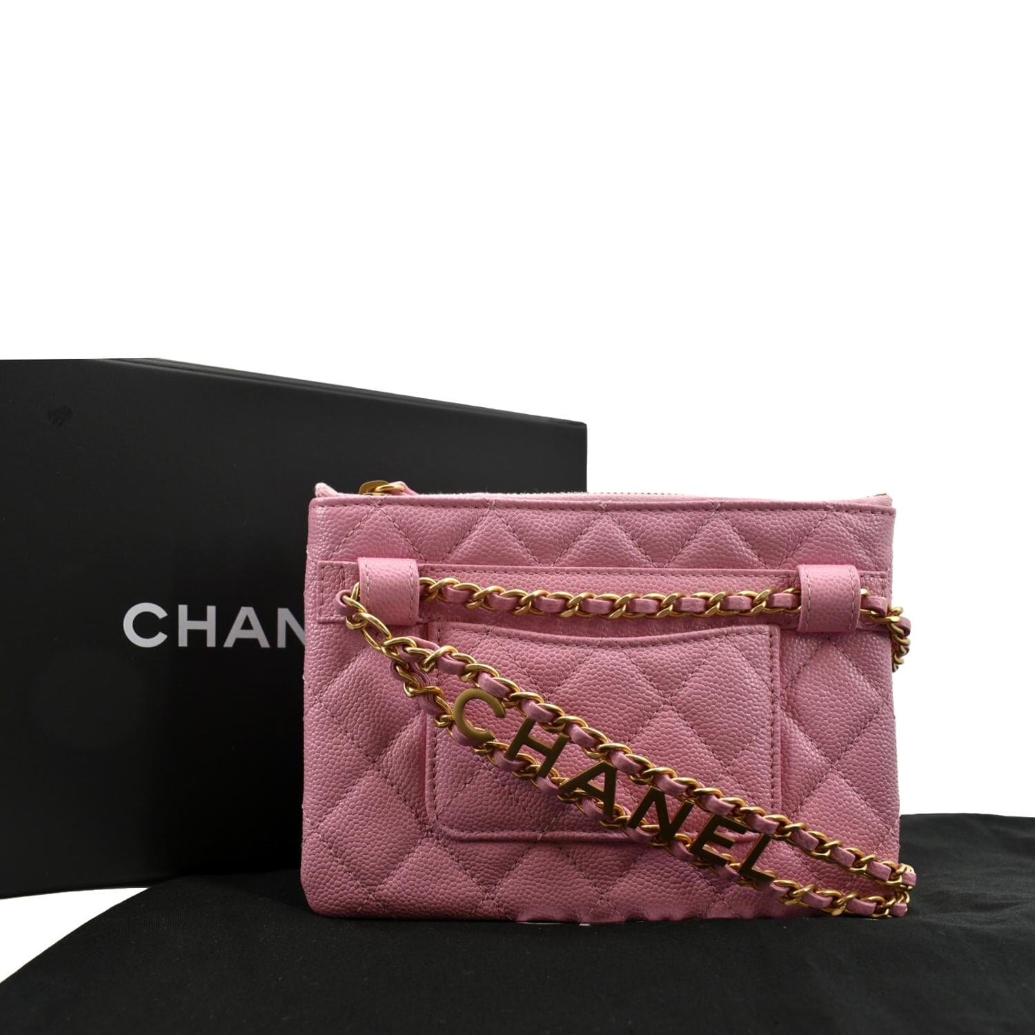 Chanel Shiny Pick Me Up Flap Leather Pink Belt