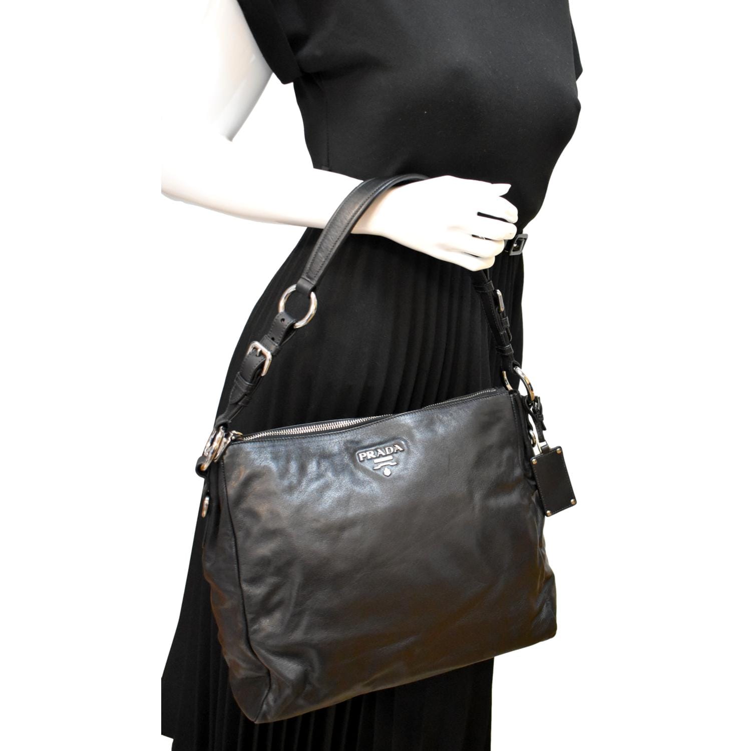 Shoulder Bag Leather Black