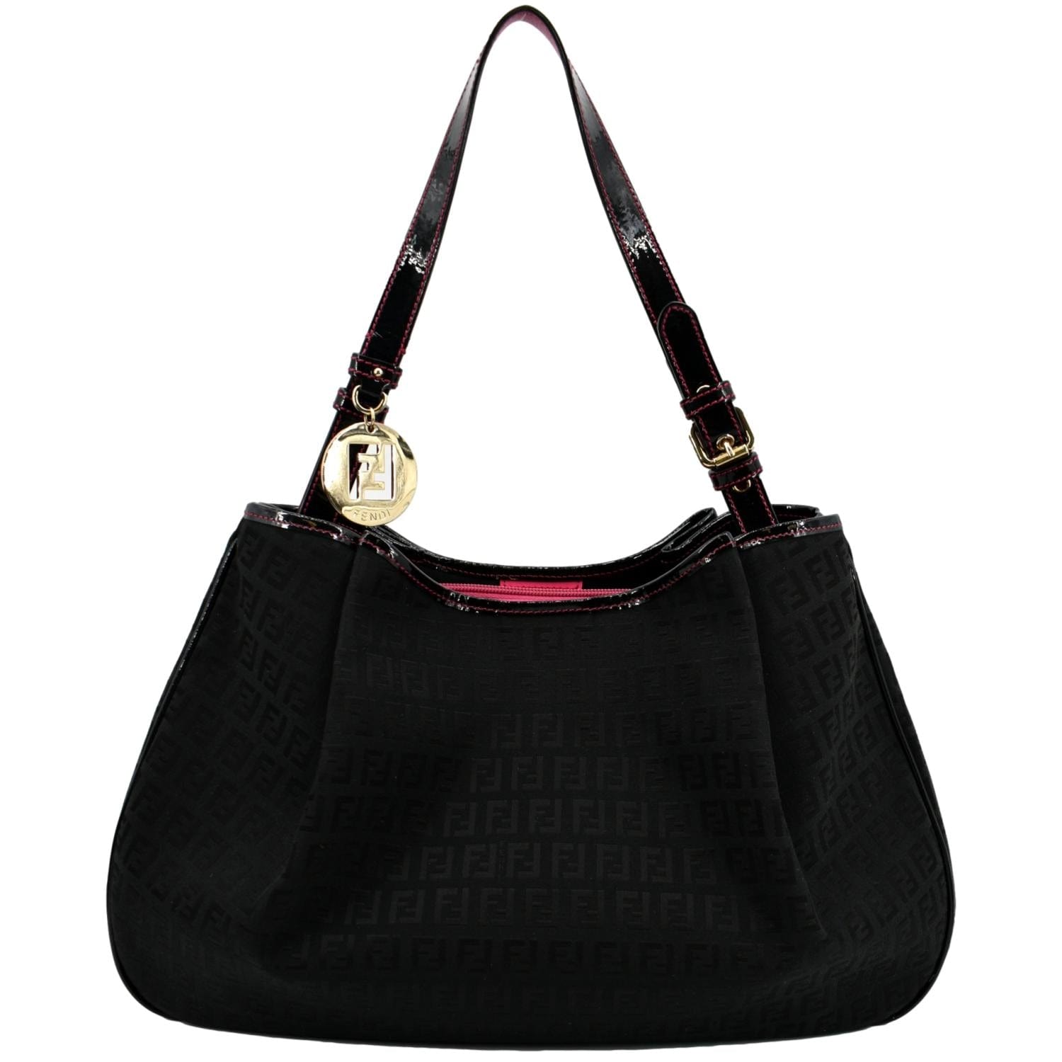 Fendi Zucchino Print Shopping Tote Bag Canvas Black