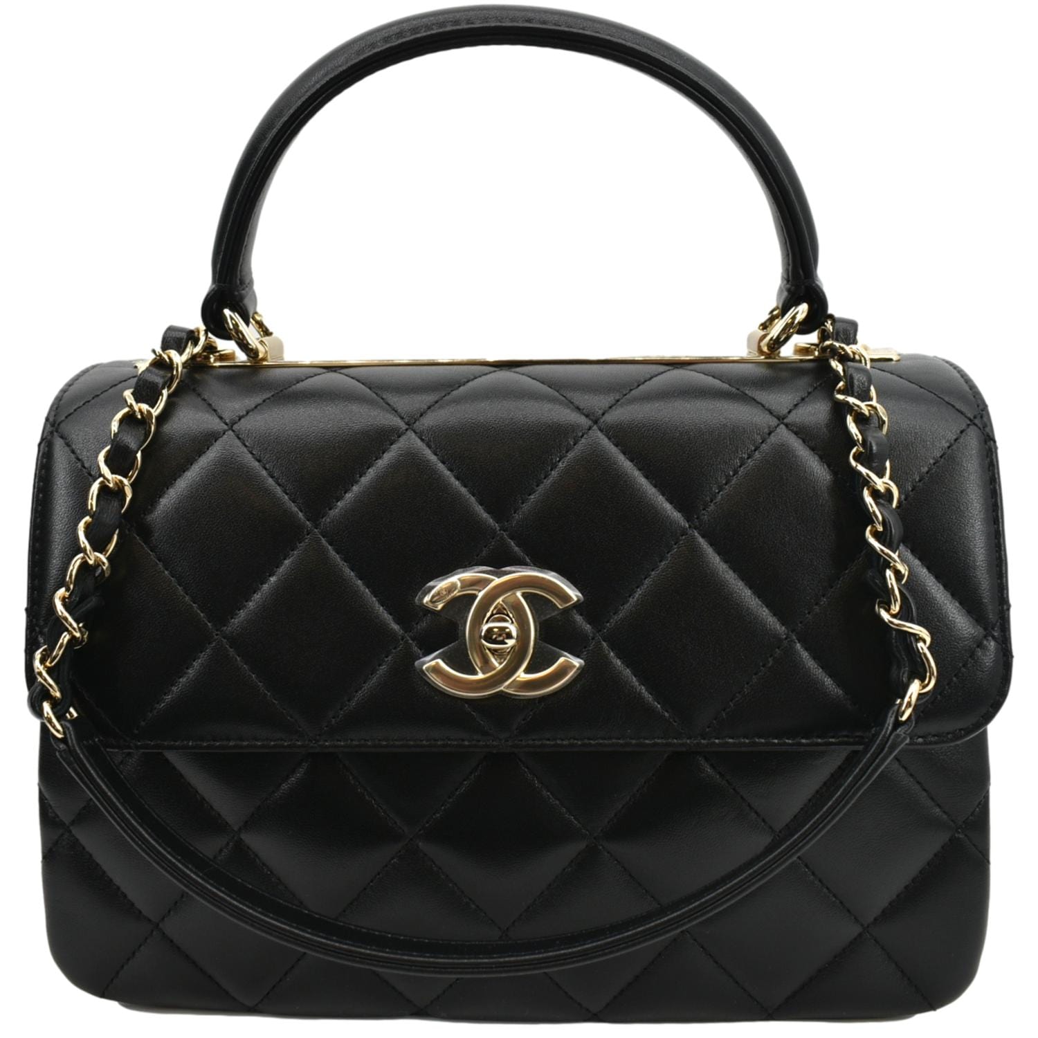 Chanel Trendy CC Quilted Dual Handle Lambskin Black Travel Bag