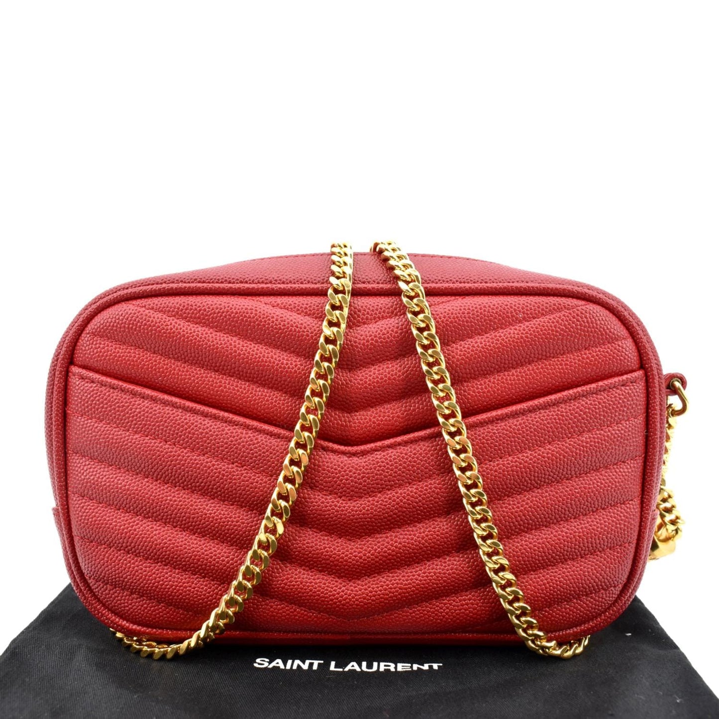 YSL Saint Laurent Yves Lou Chevron Camera Crossbody Bag Leather Red Camera Bag 6