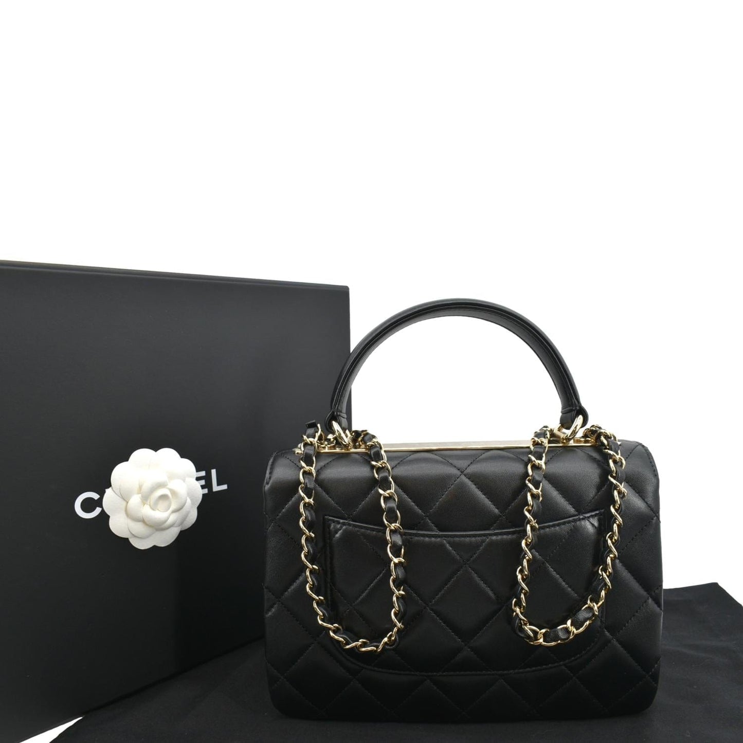 Chanel Trendy CC Quilted Dual Handle Lambskin Black Travel Bag