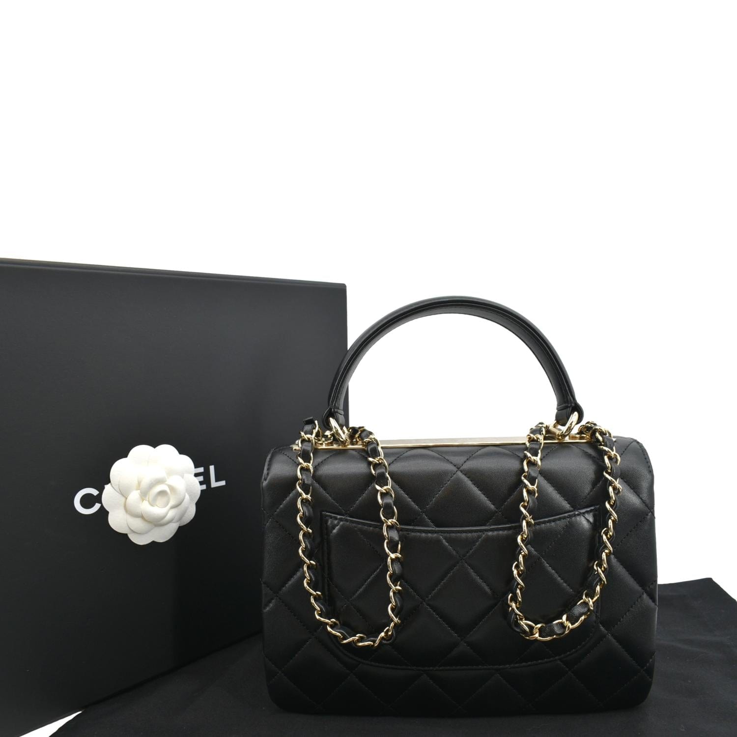 Chanel Trendy CC Quilted Dual Handle Lambskin Black Travel Bag