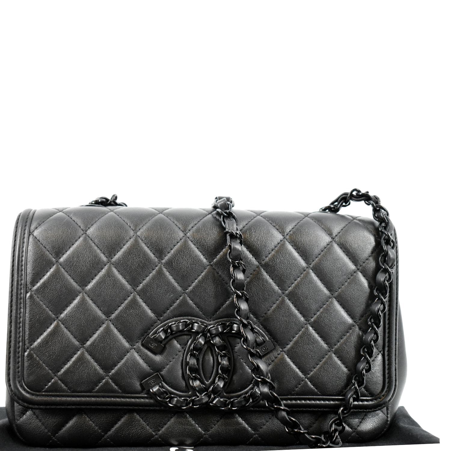 Chanel Filigree CC Around Leather Black Travel Bag