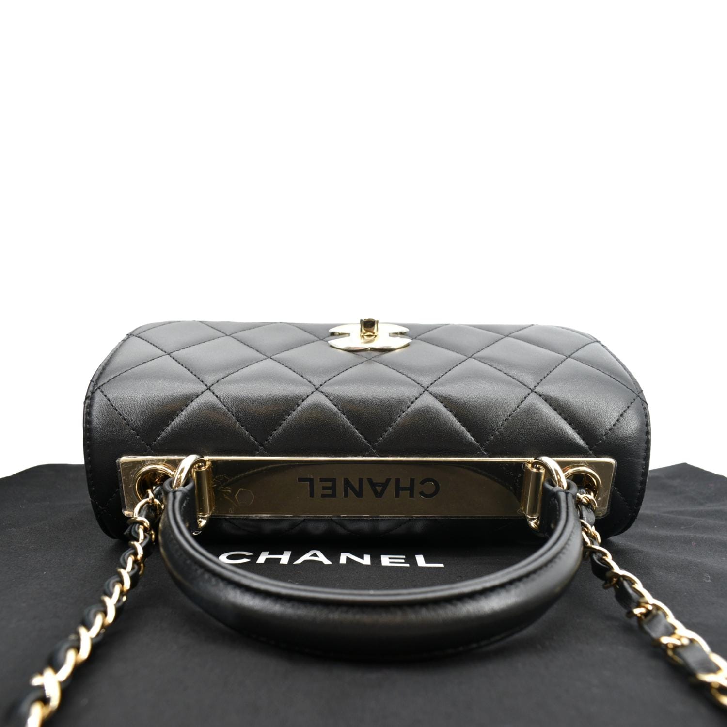 Chanel Trendy CC Quilted Dual Handle Lambskin Black Travel Bag