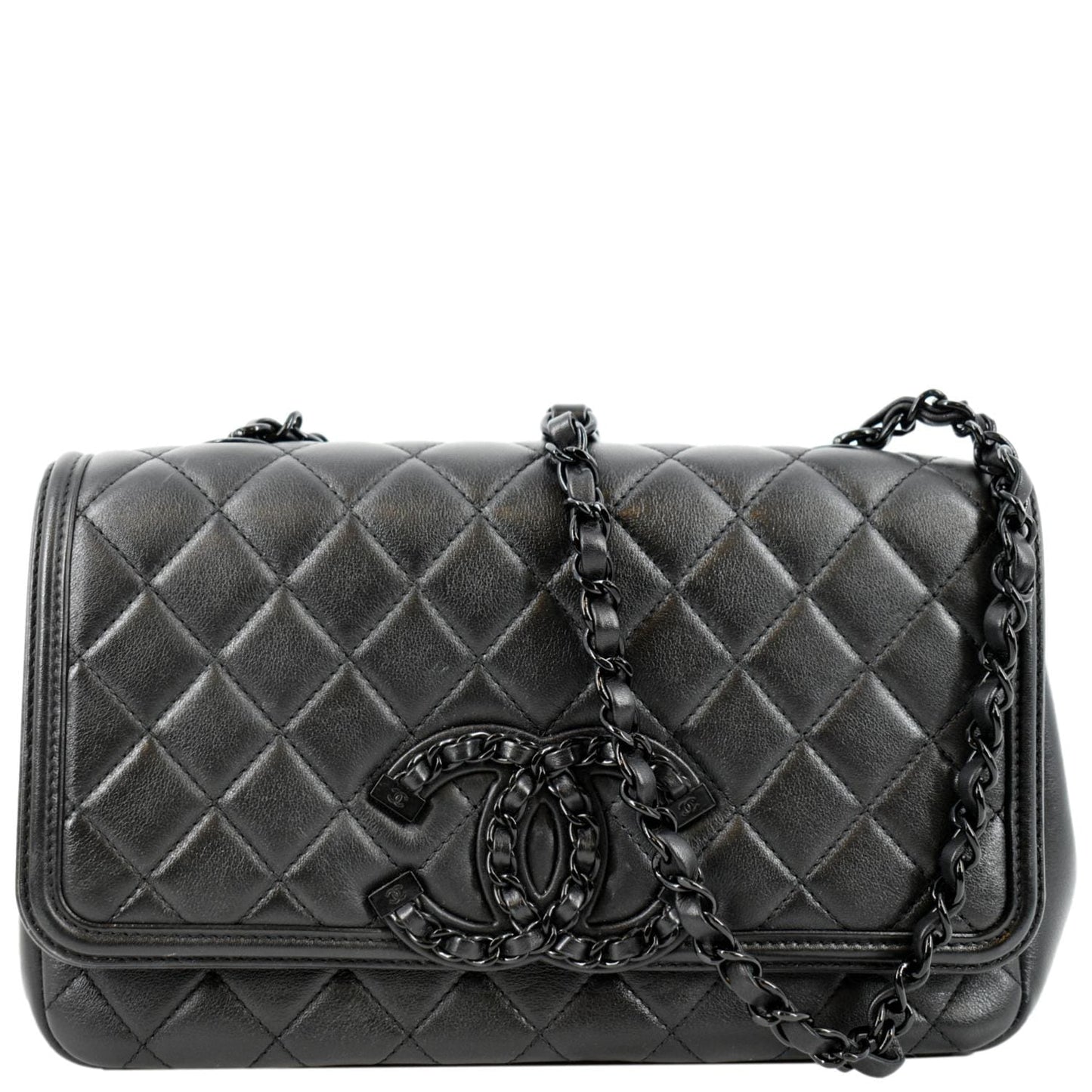 Chanel Filigree CC Around Leather Black Travel Bag