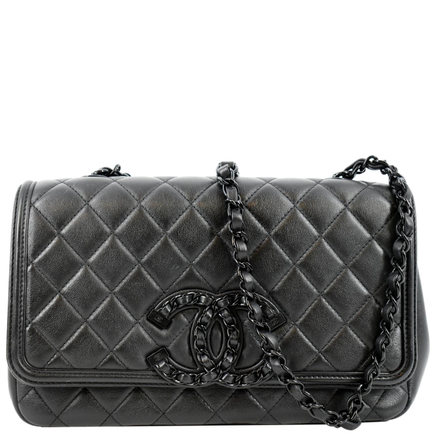 Chanel Filigree CC Around Leather Black Travel Bag