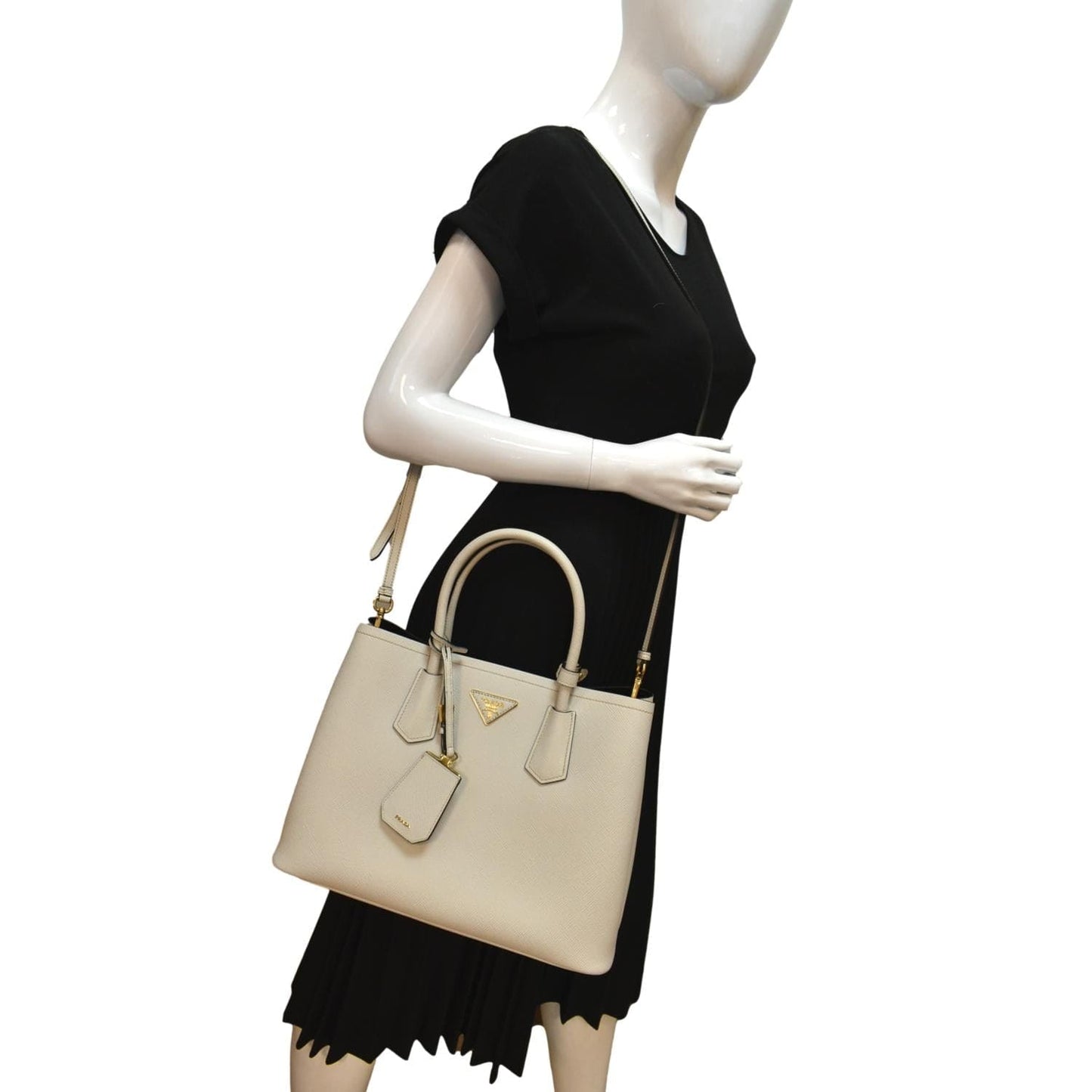 Prada Double Crossbody Bag Hot Deals Leather Saffiano White