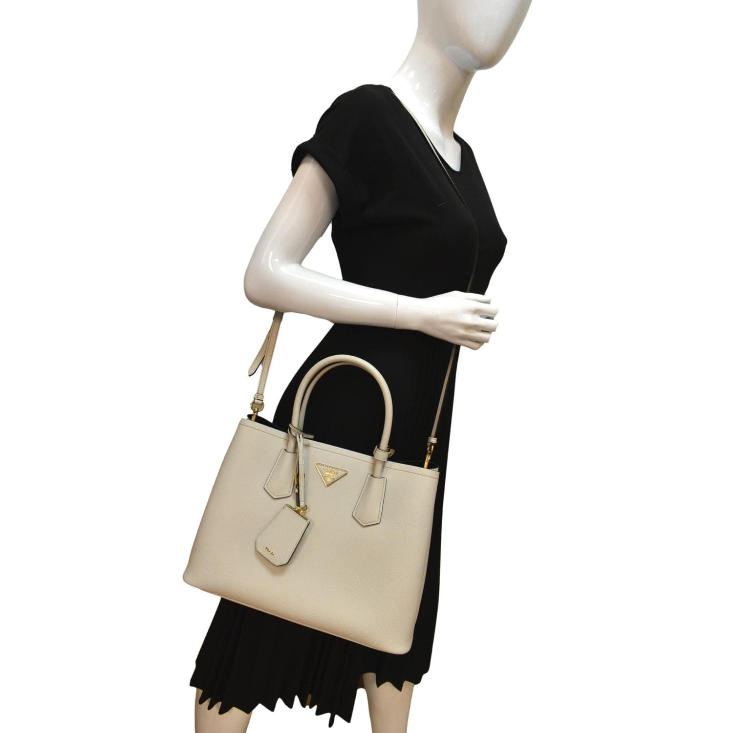 Prada Double Crossbody Bag Hot Deals Leather Saffiano White